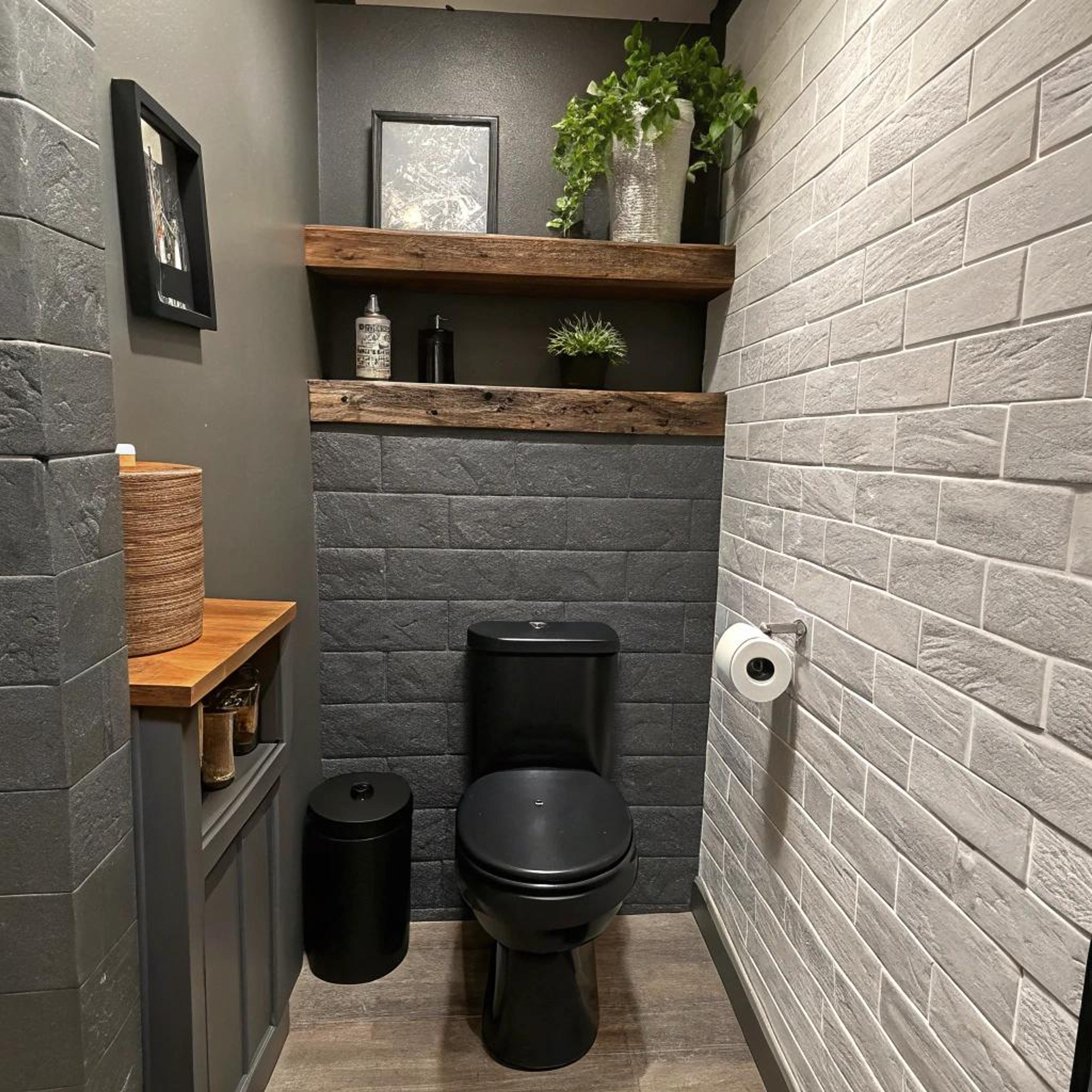 Opvallend toilet met bakstenen