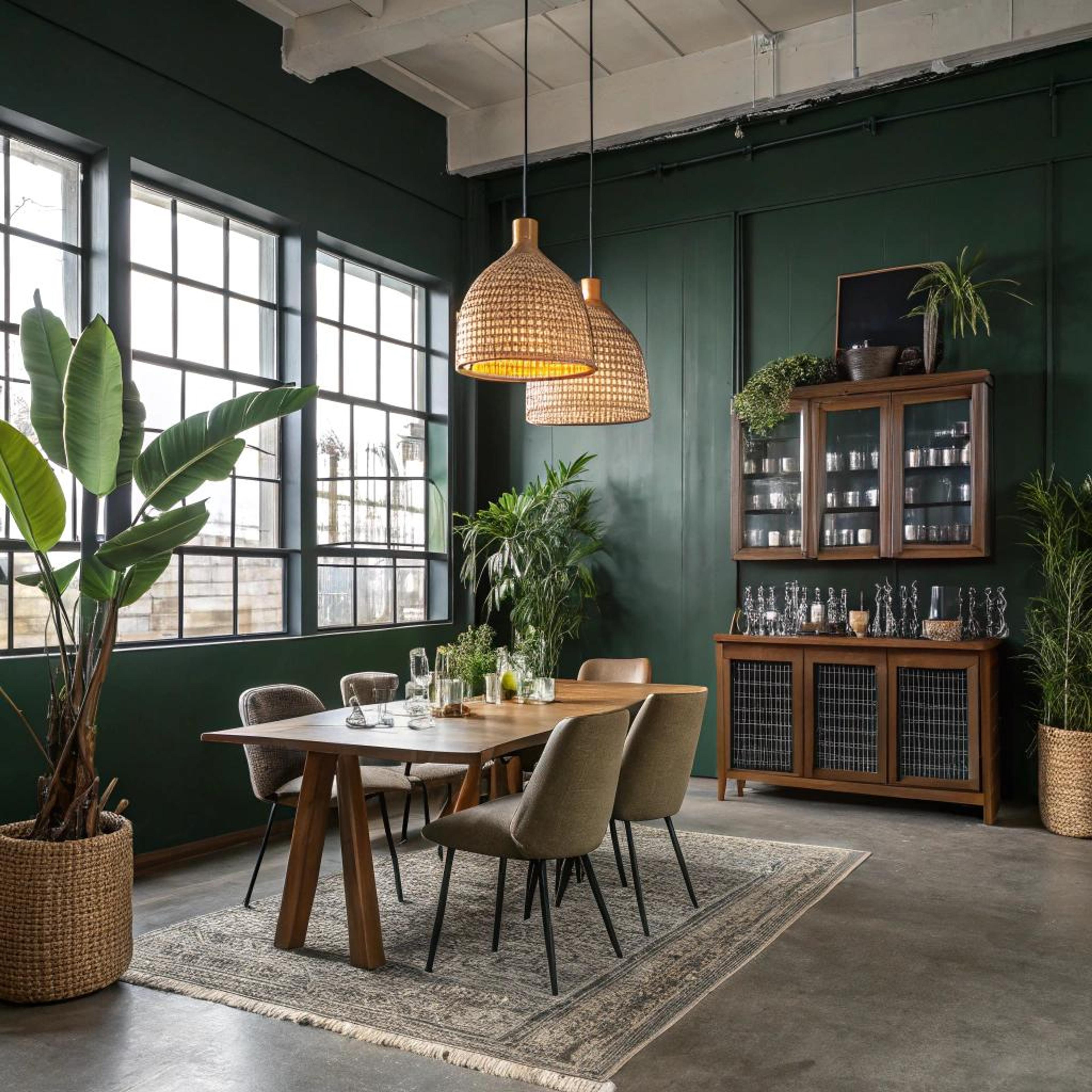 Groene muur met warme uitstraling