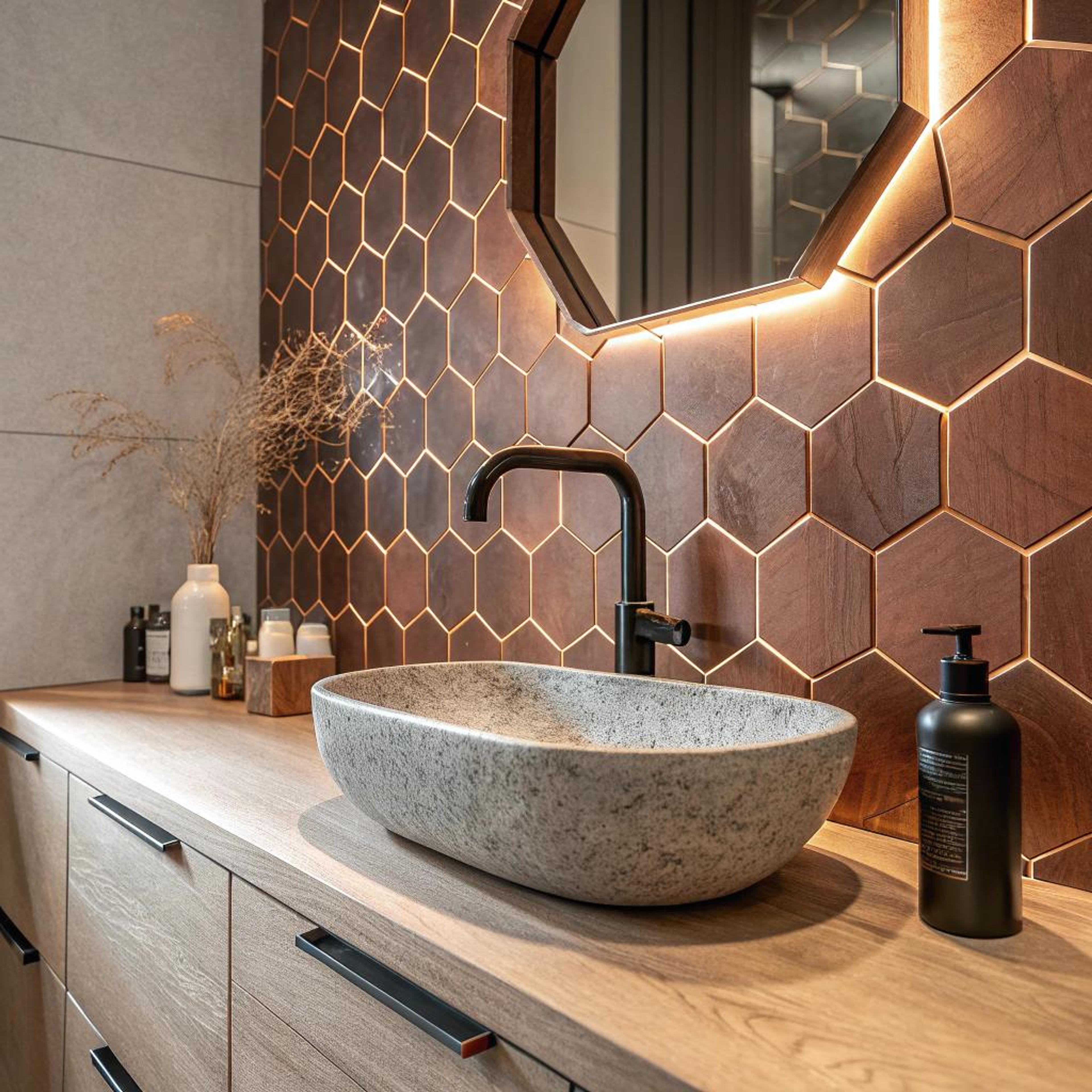 Warmte door verlichte hexagon tegels