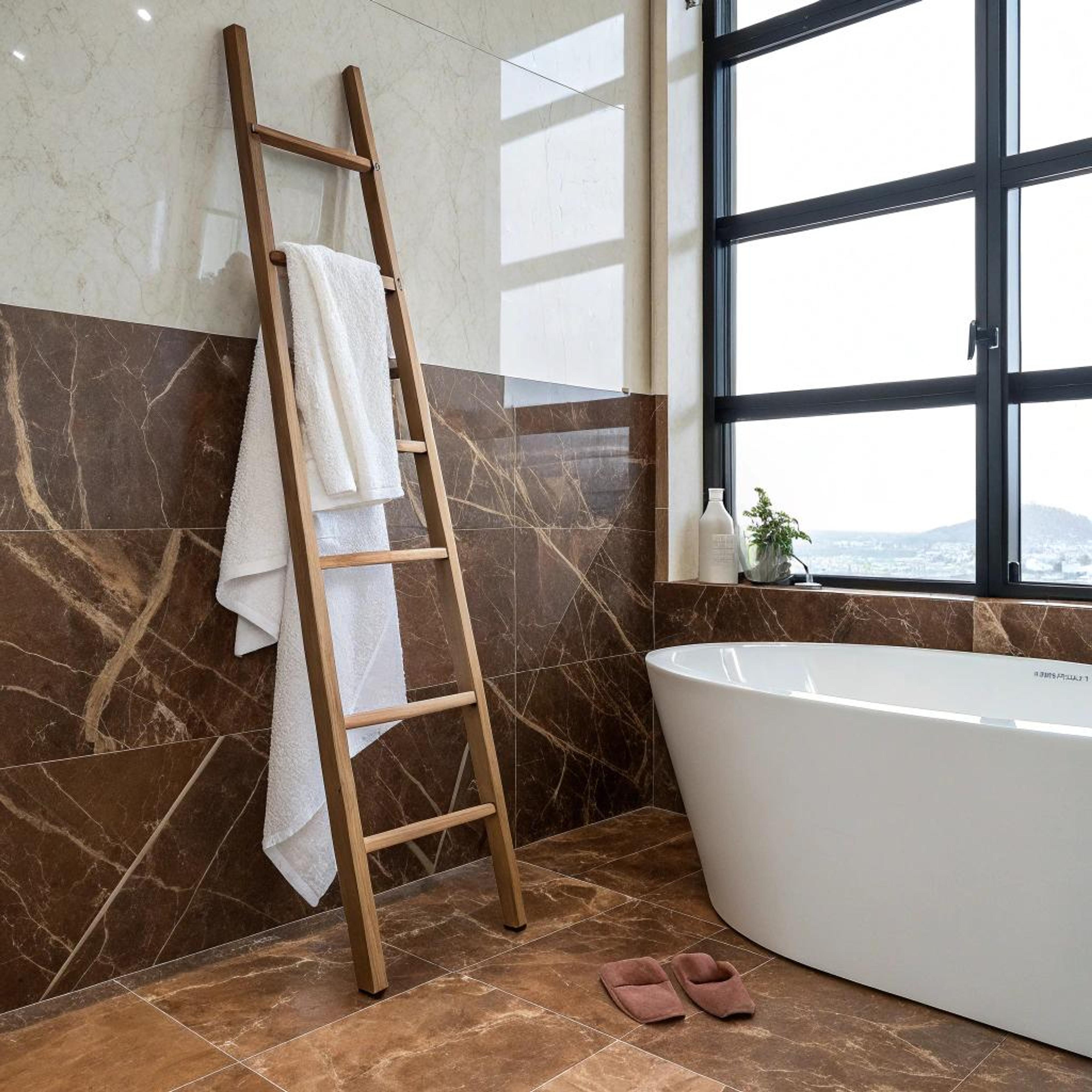 Marmermix met houten ladder