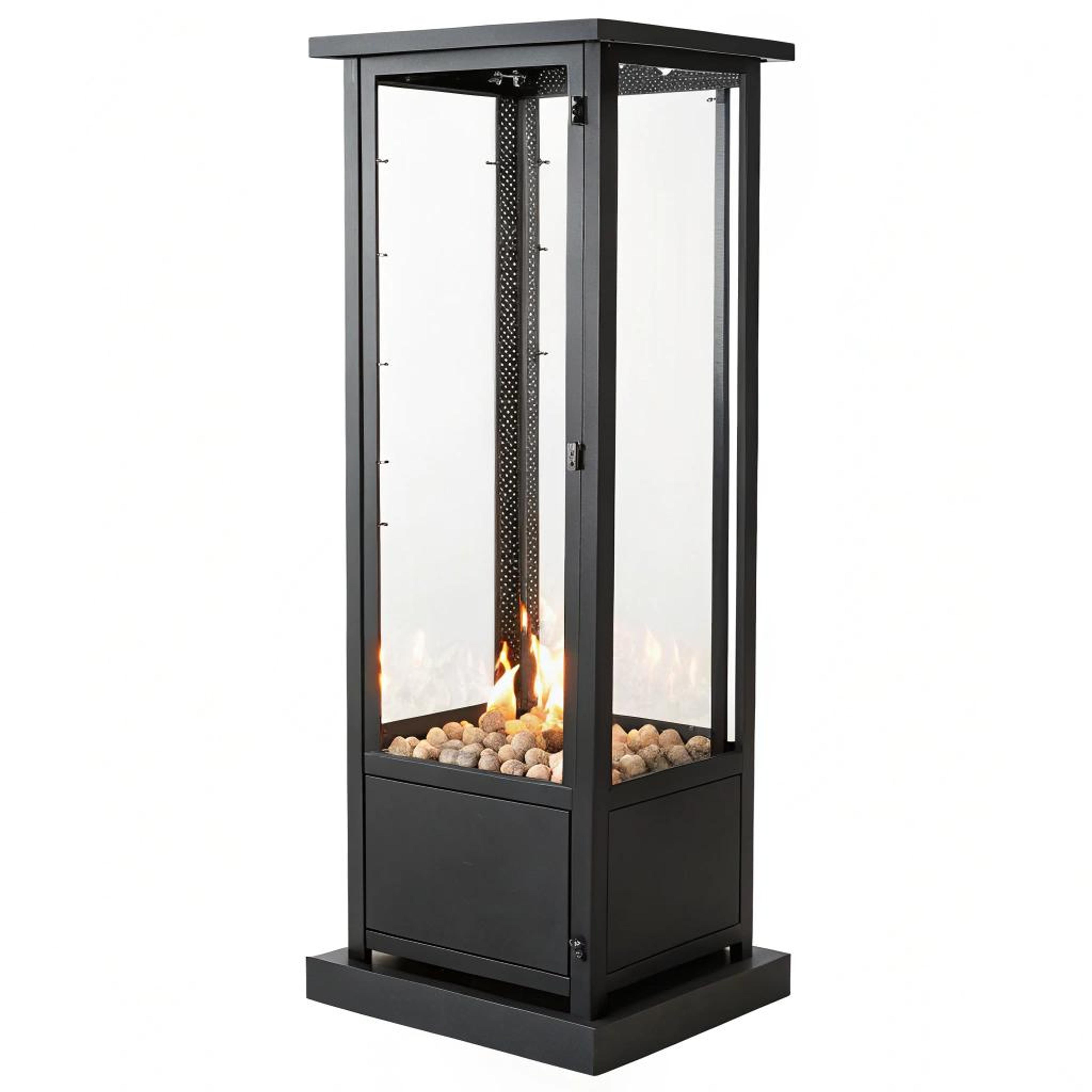 Zwarte omlijsting en natuursteen