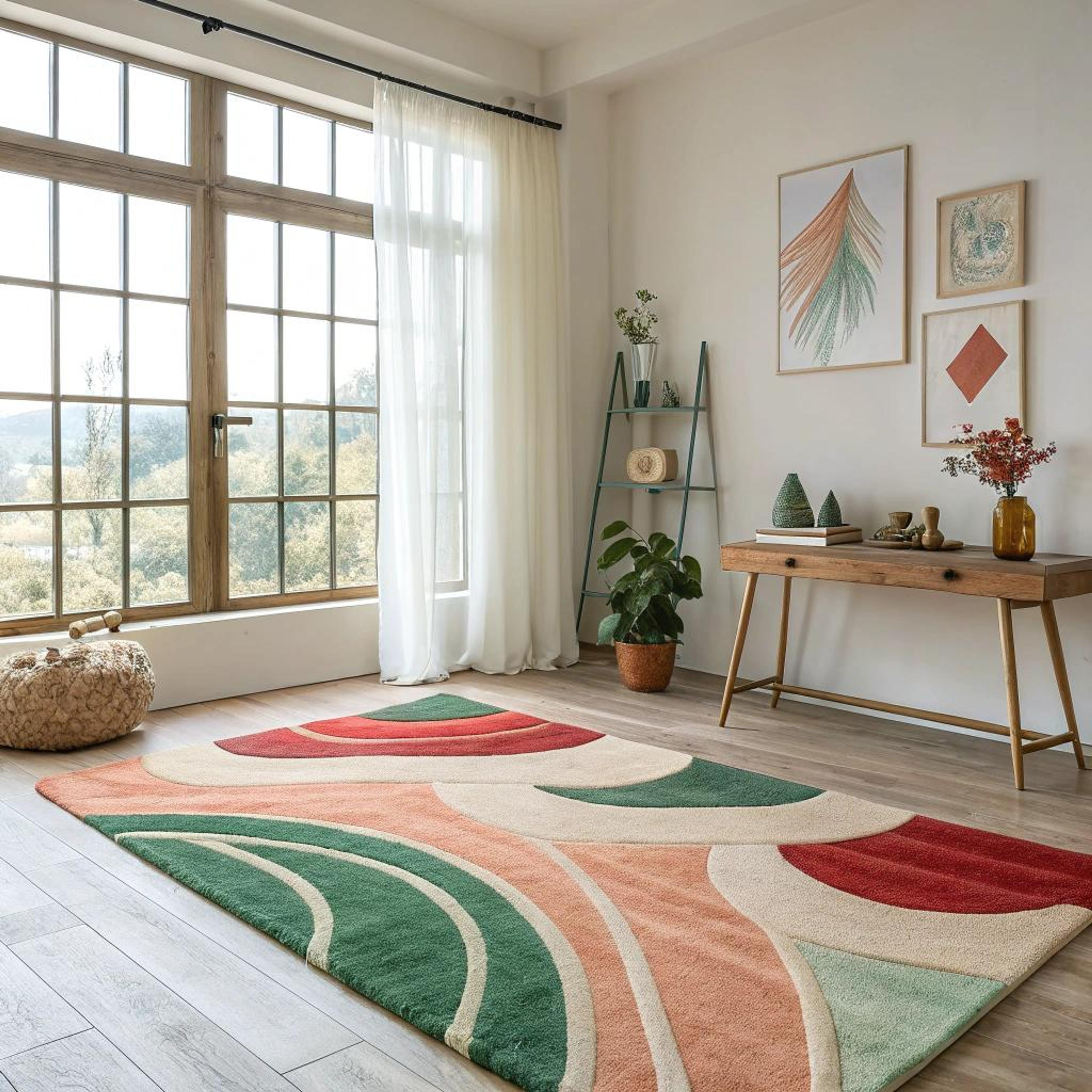 Vloerkleed layering met kleuraccenten