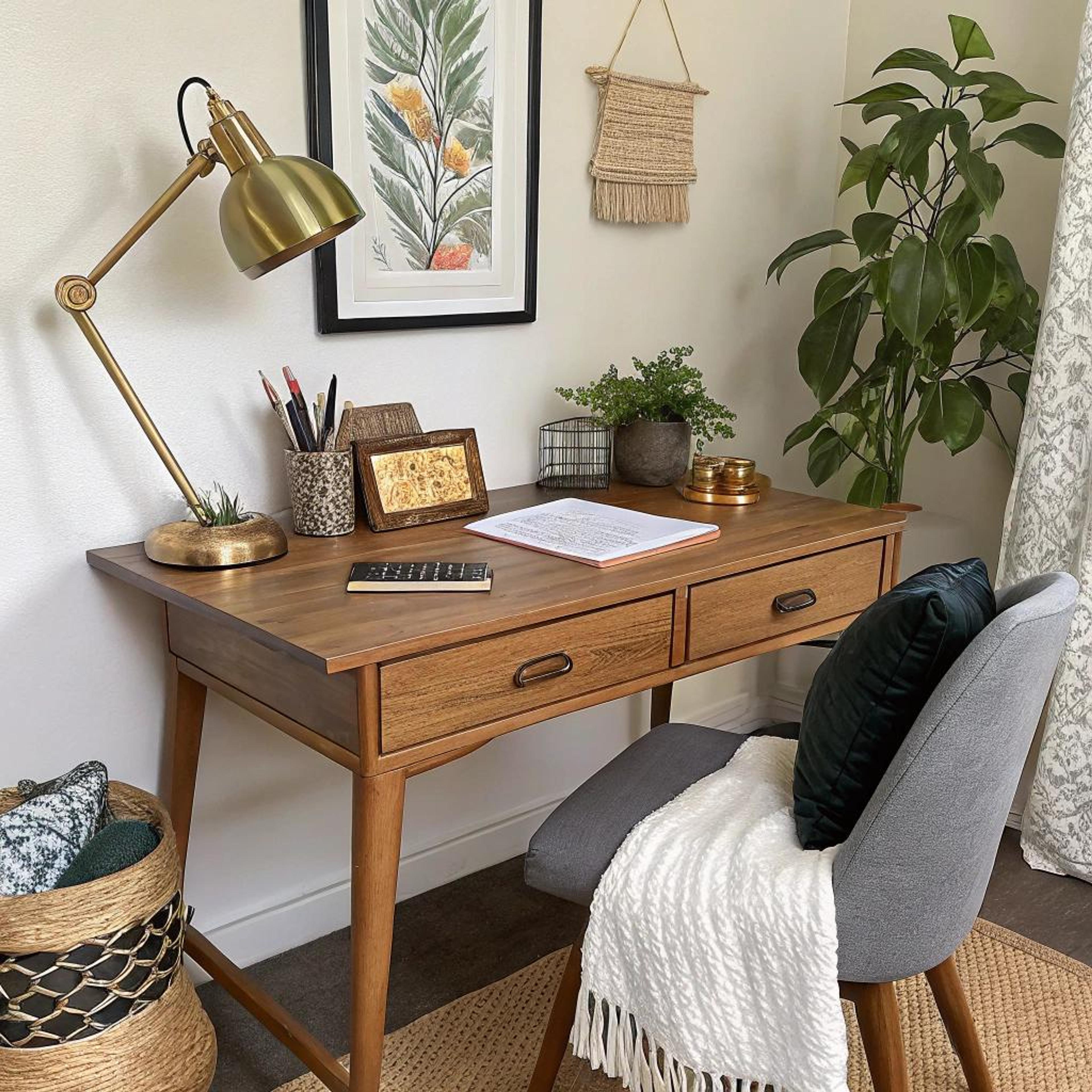 Warme werkhoek met textuur