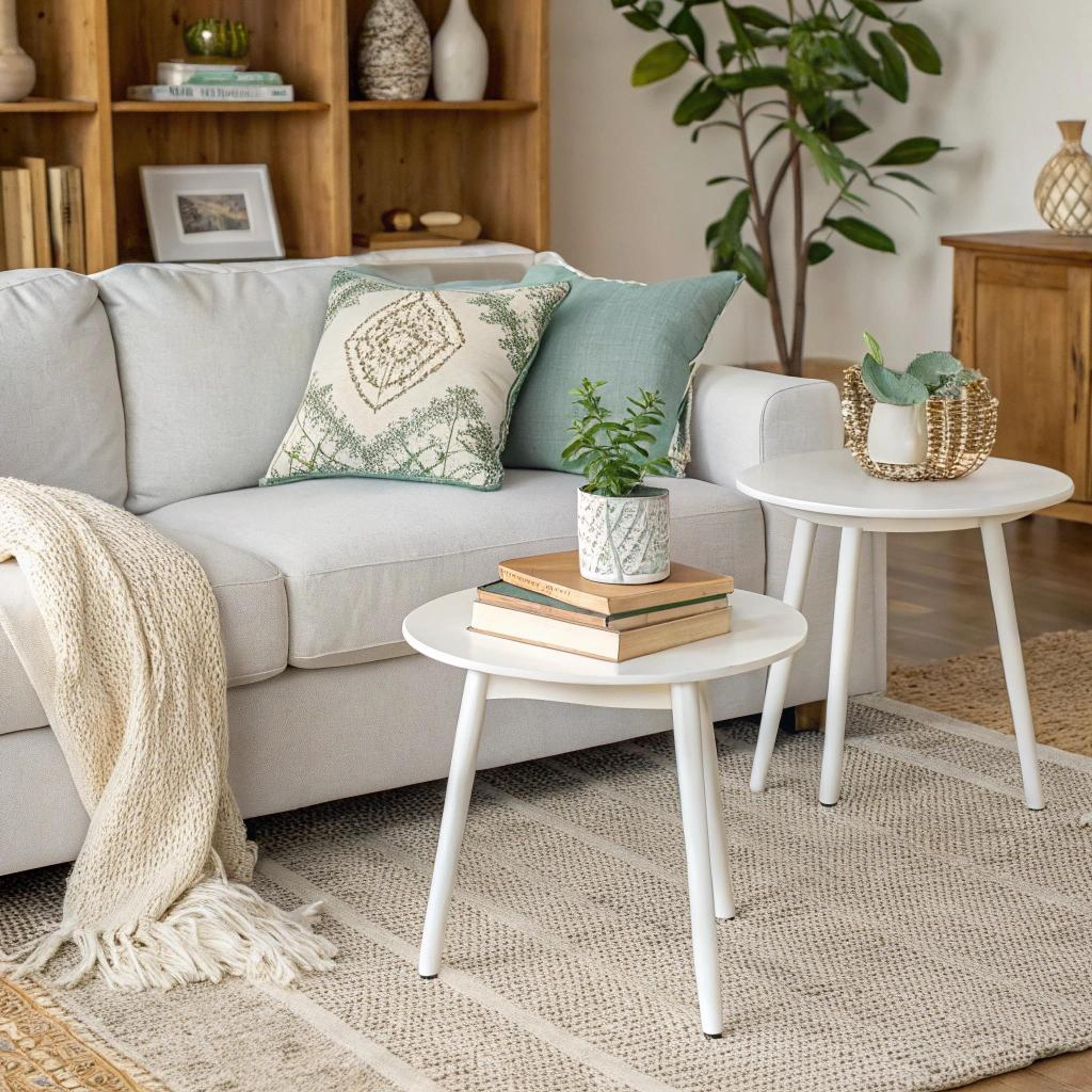 Zachte beige tinten op de bank