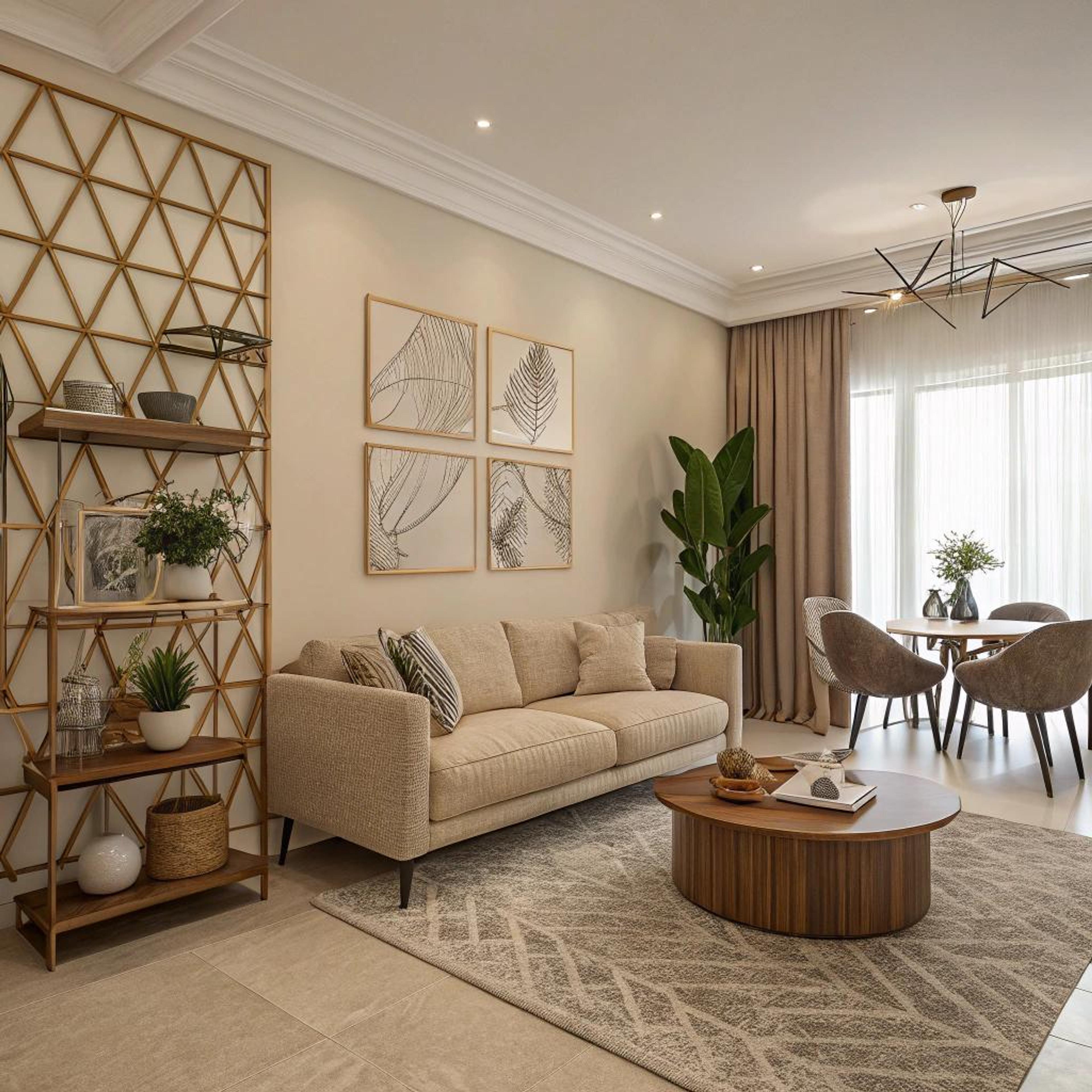Beige basis met warme accenten