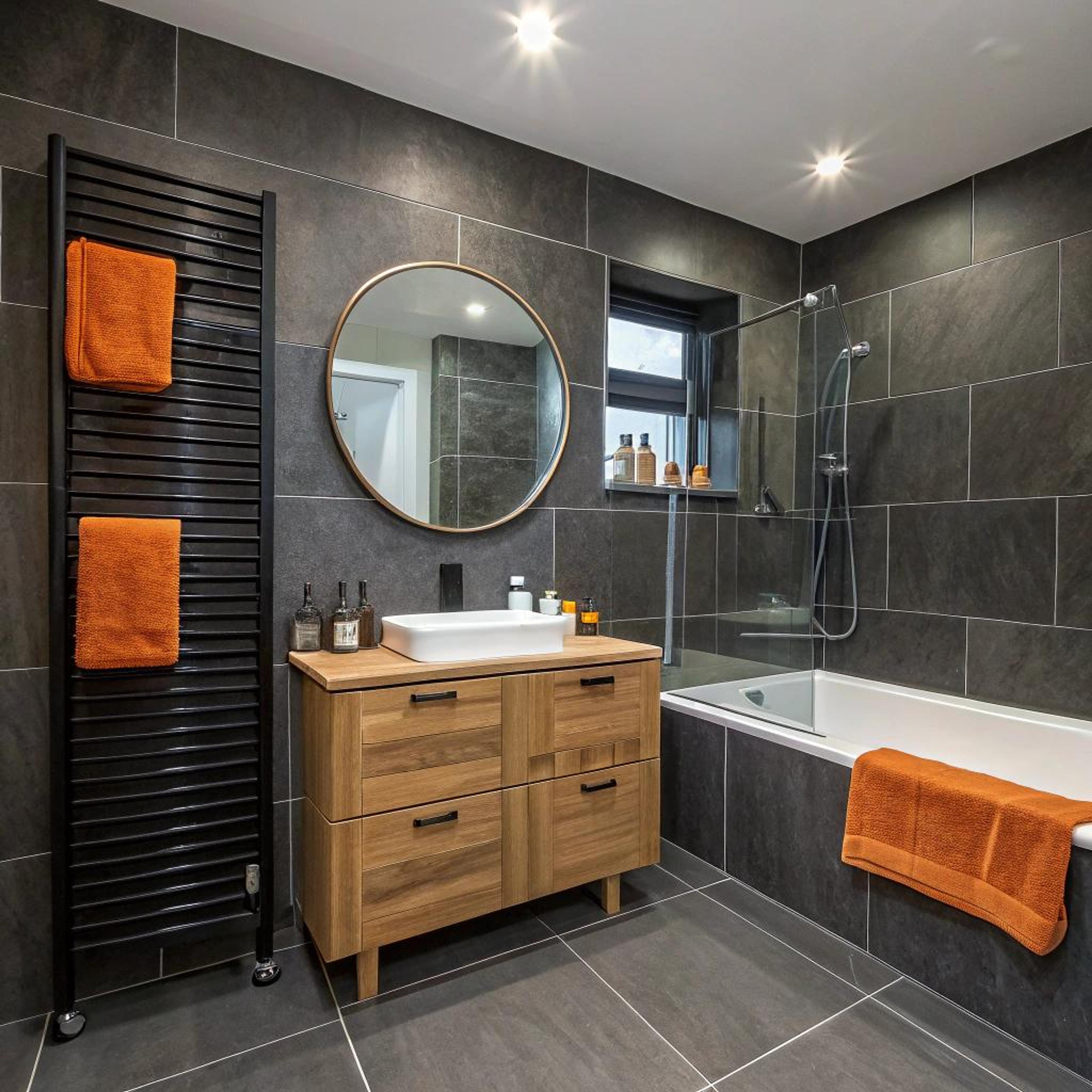 Oranje handdoeken als blikvanger