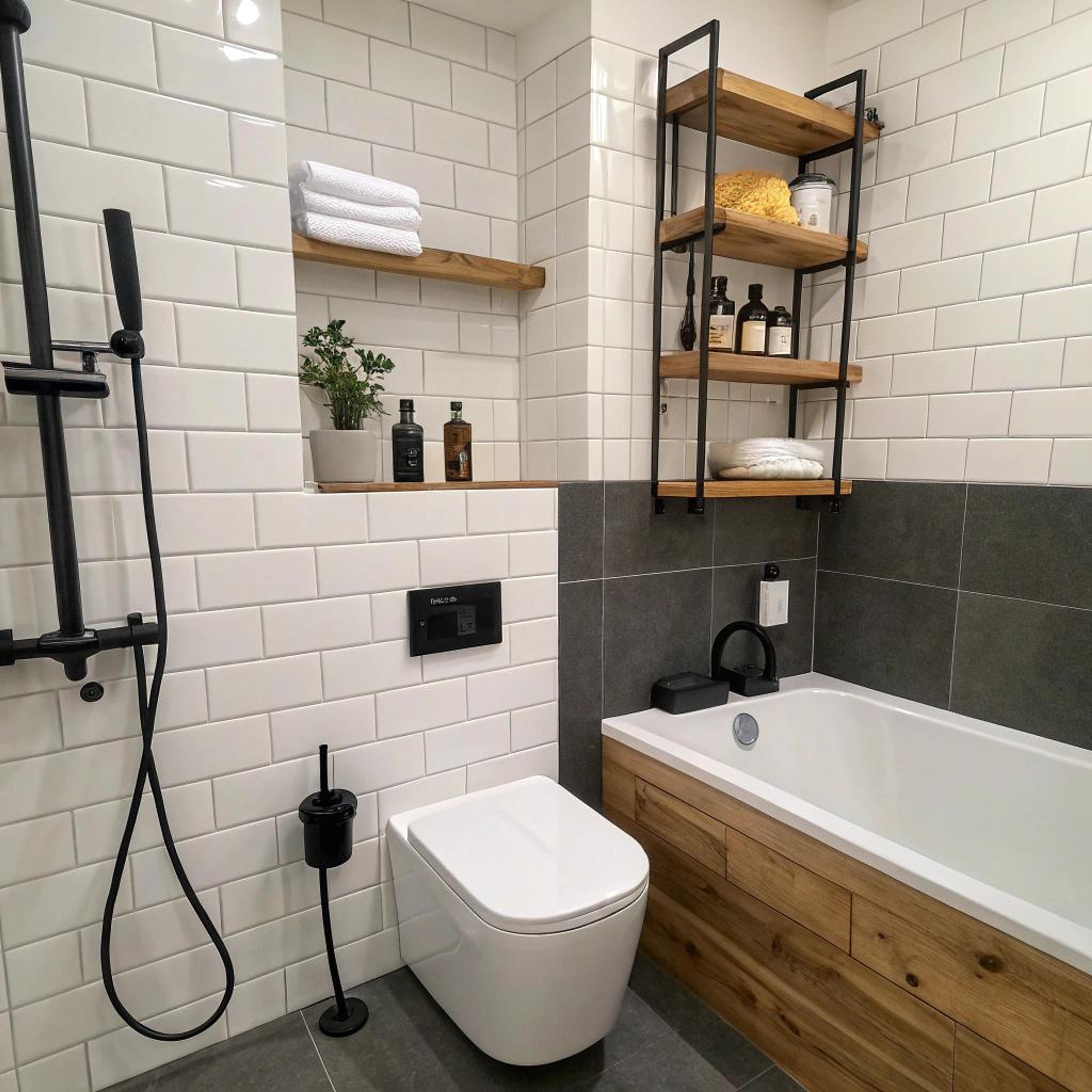 Zwarte accenten tussen houtdetails