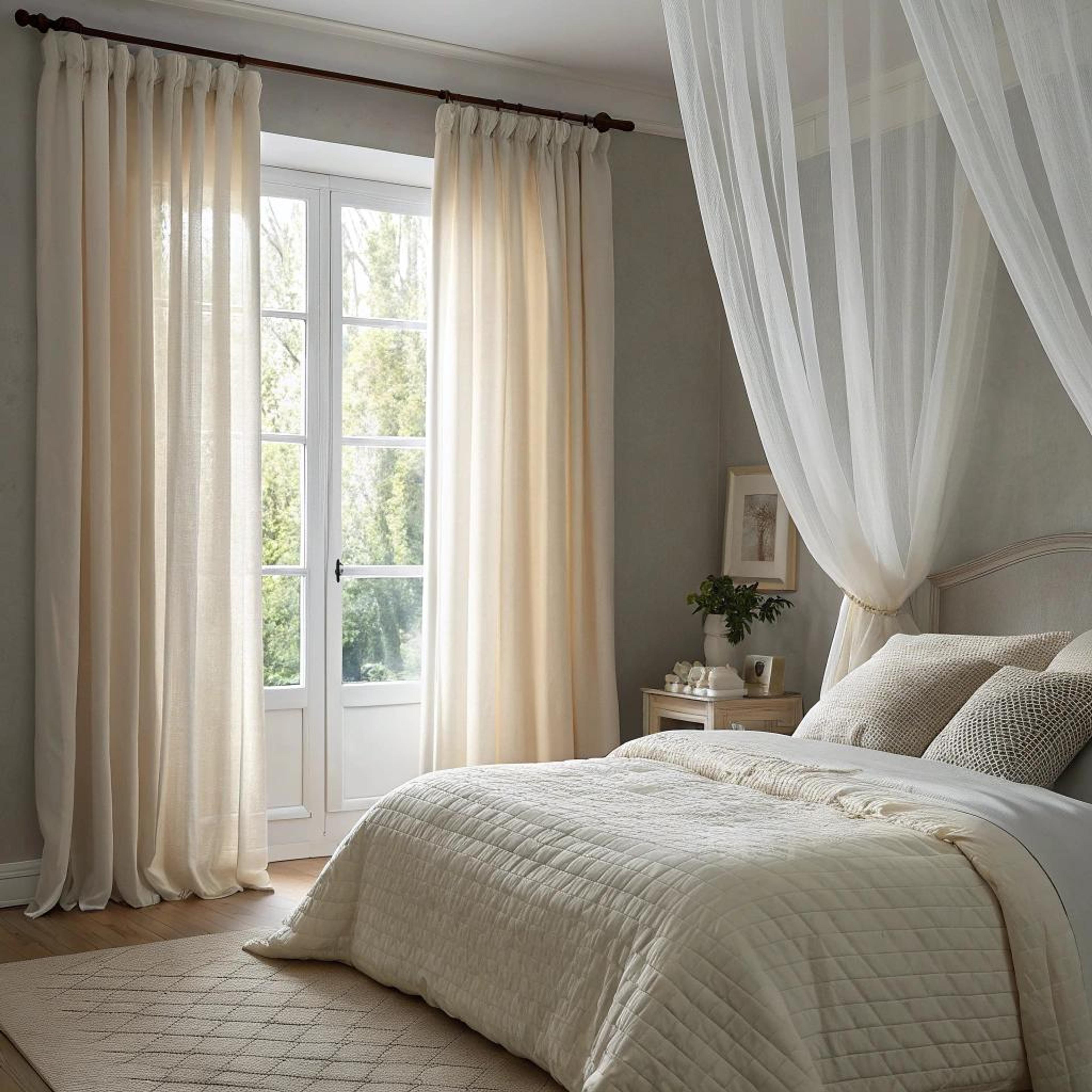 Creme gordijnen en hemelbed