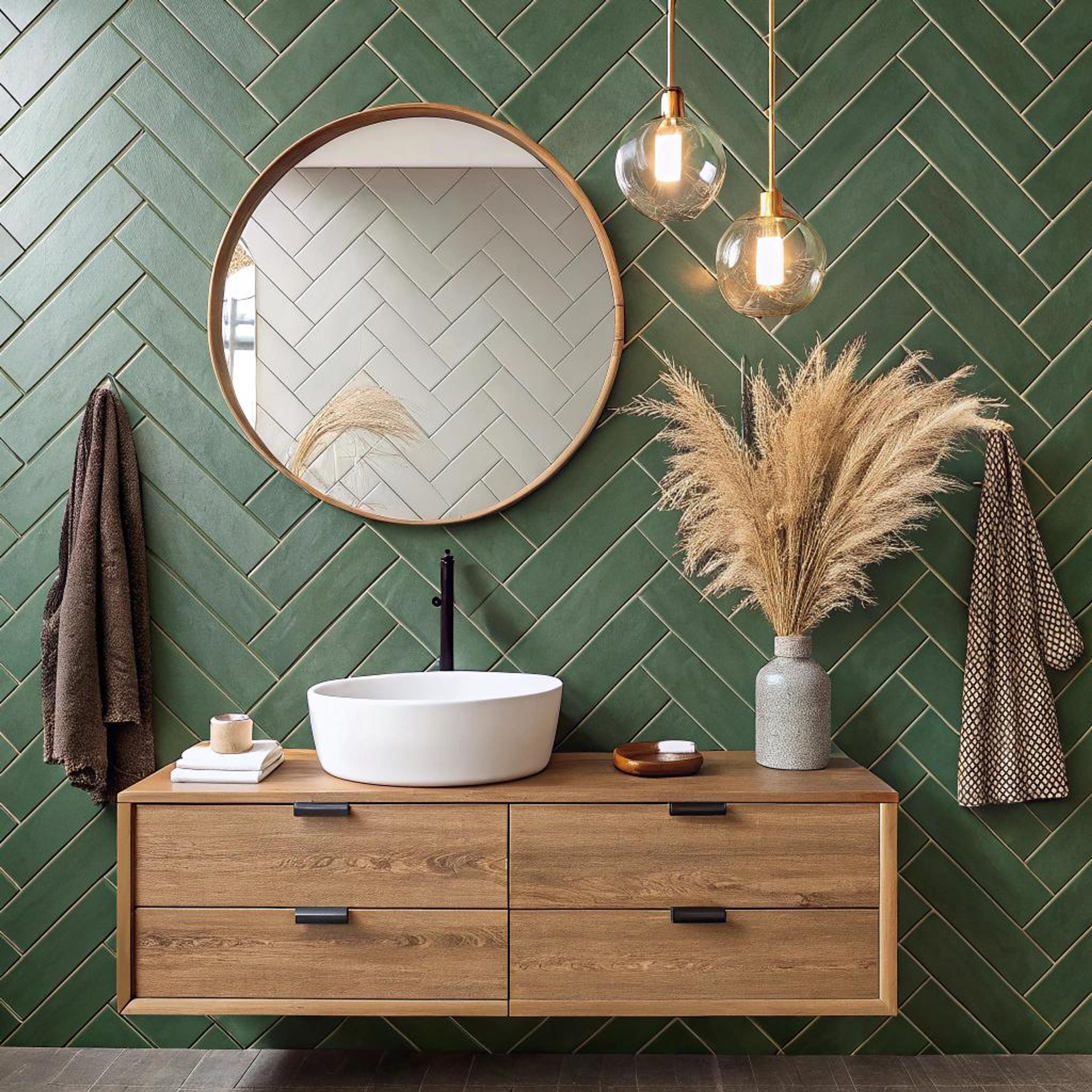 Groene visgraat met pampas