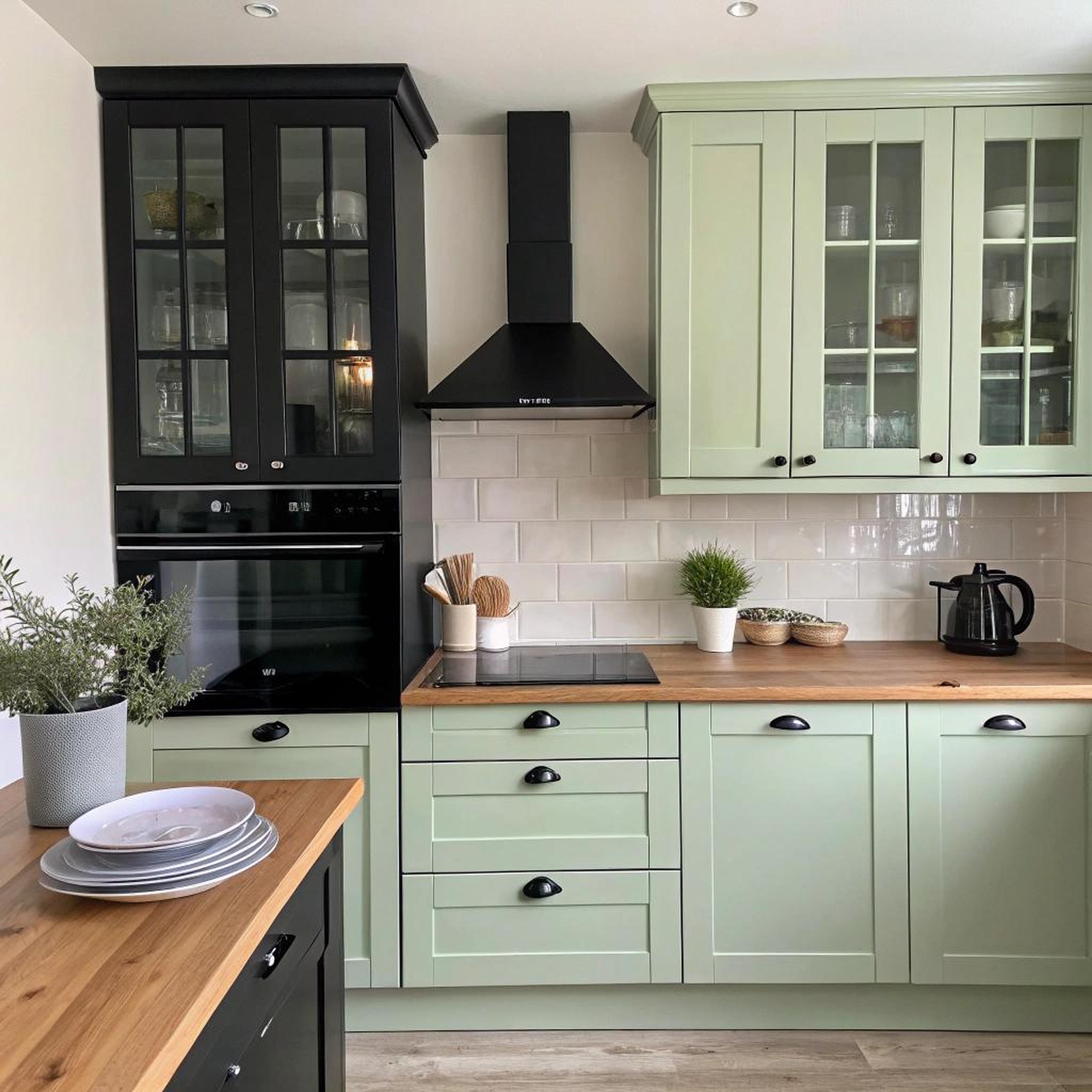 Pastelgroen met zwarte accenten