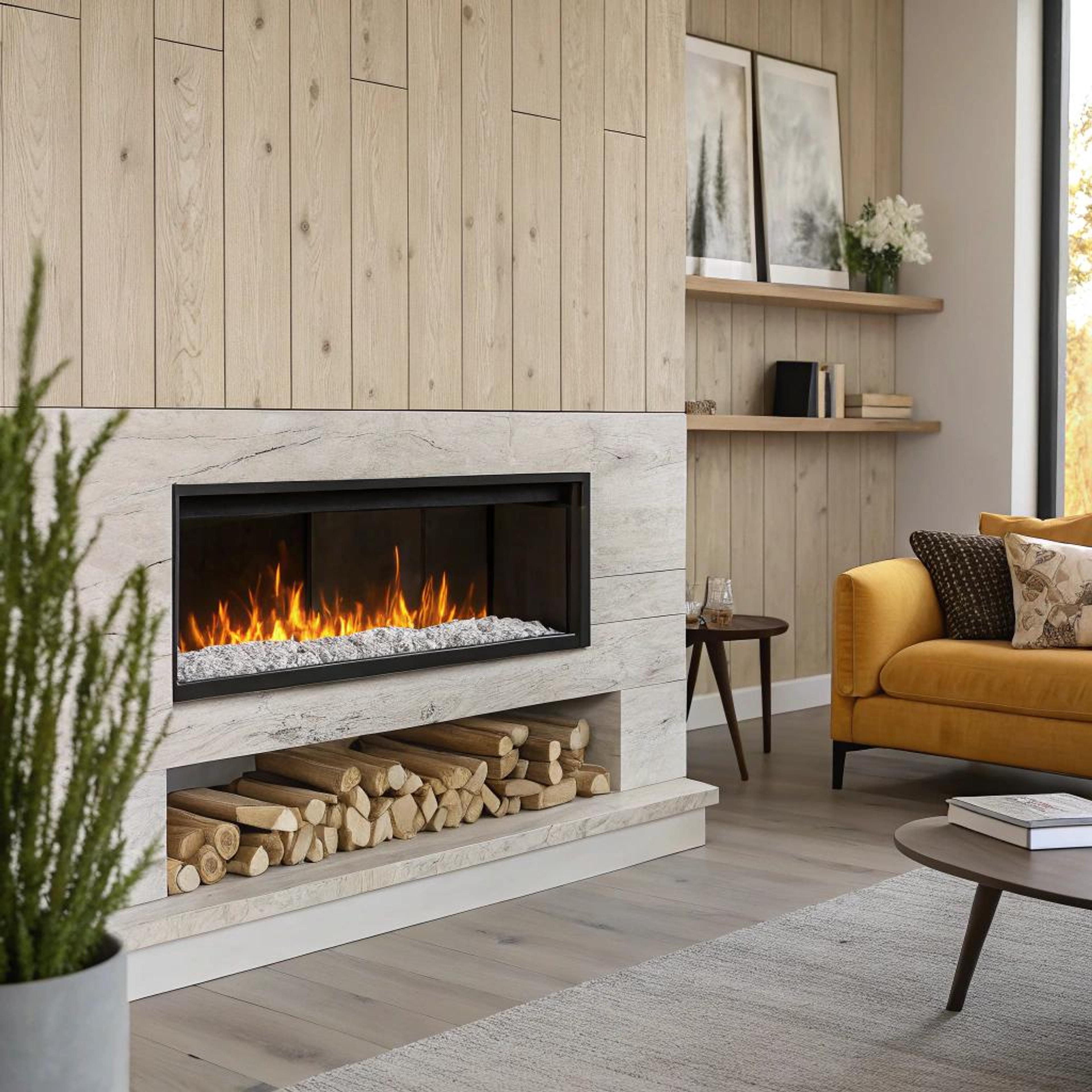 Geel statement bij doorkijkhaard