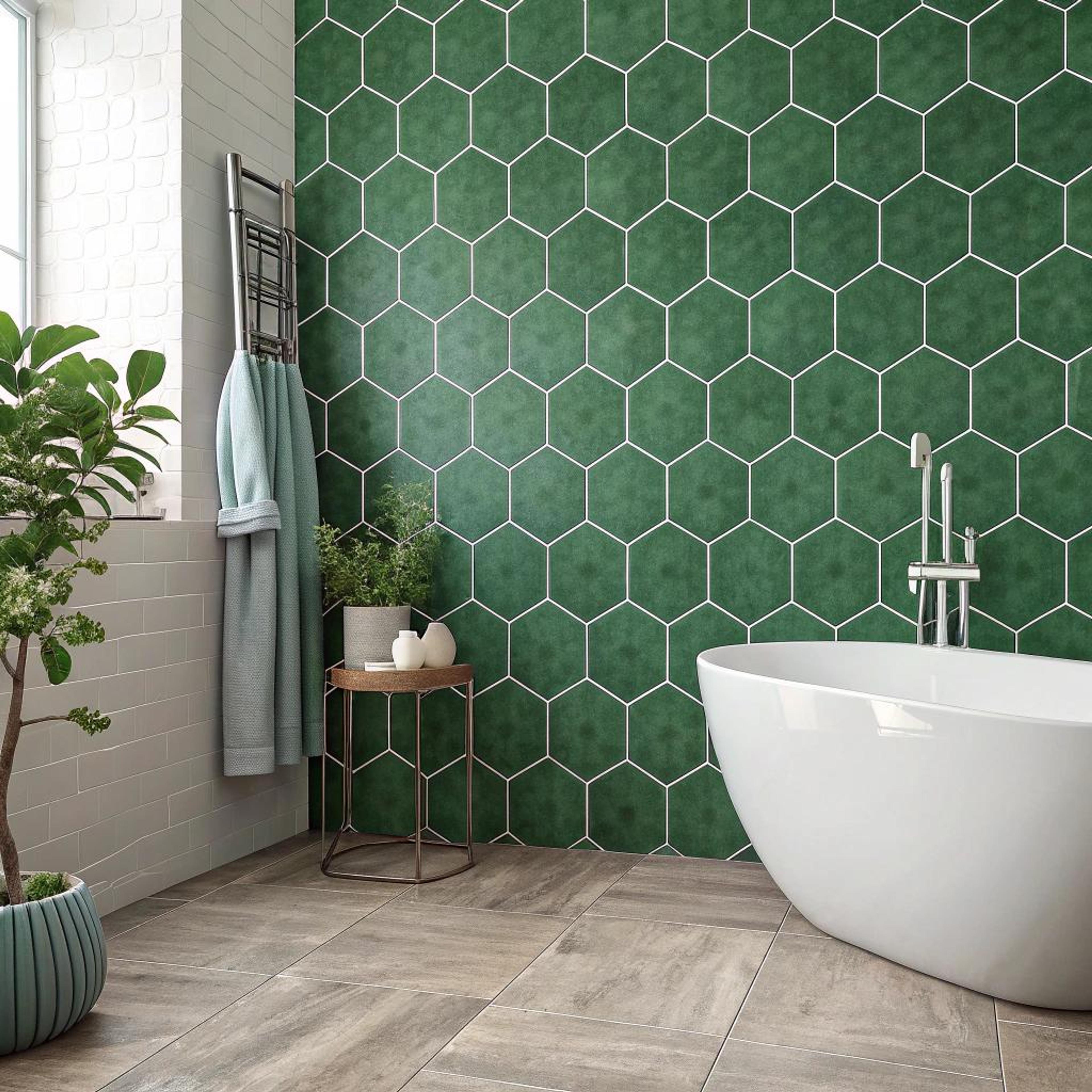 Groene hexagon tegels als blikvanger