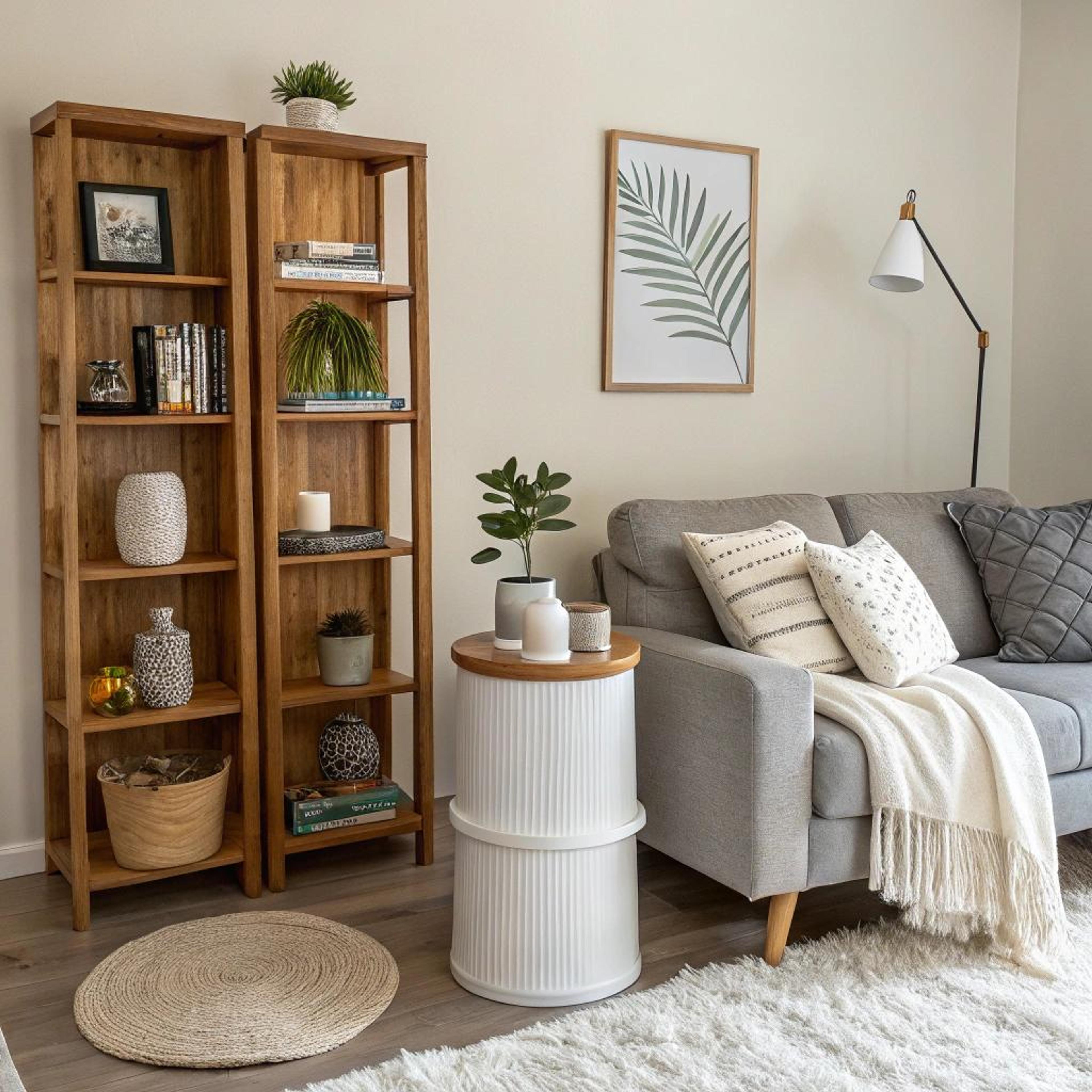 Rond vloerkleed en poefje