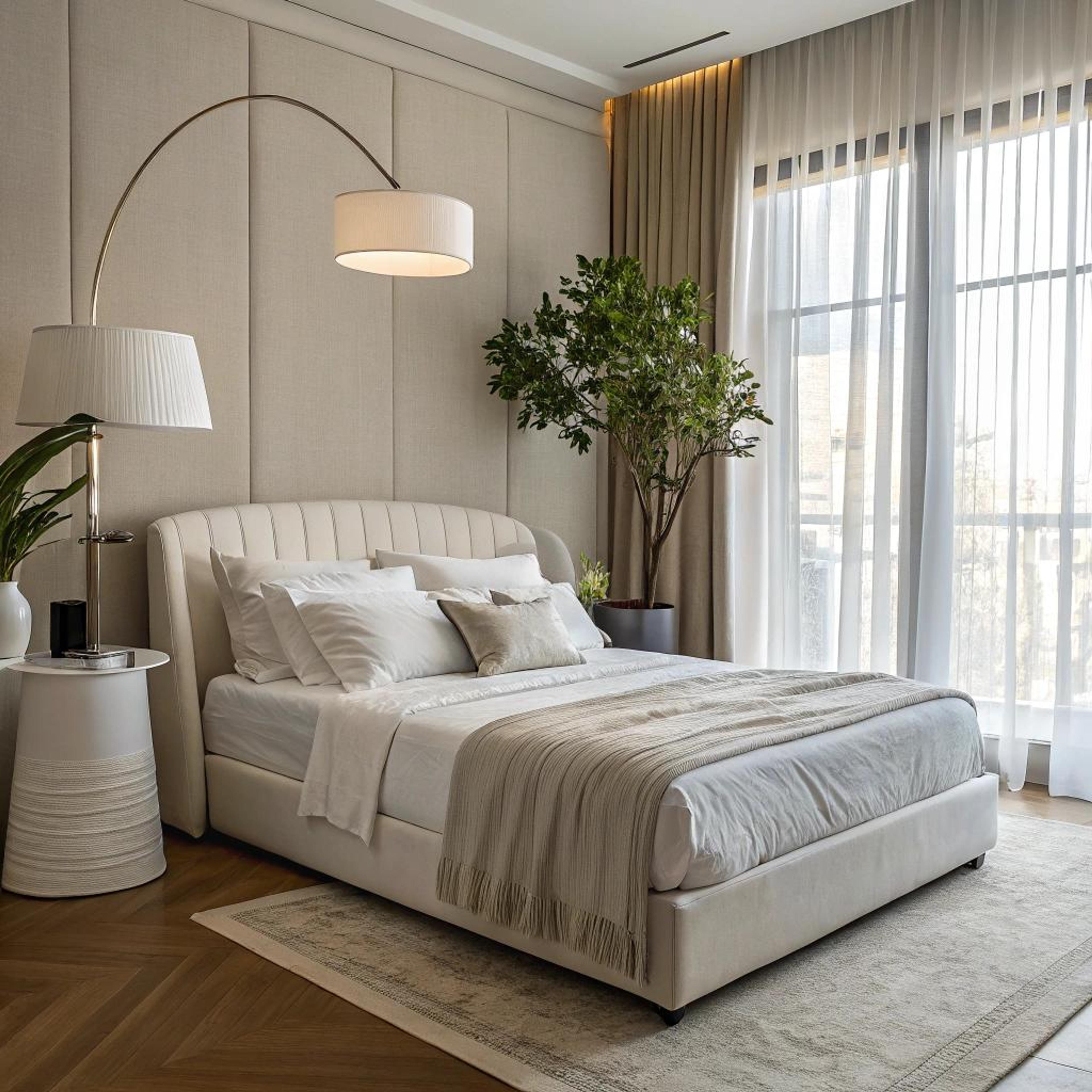 Vloerlamp naast het bed