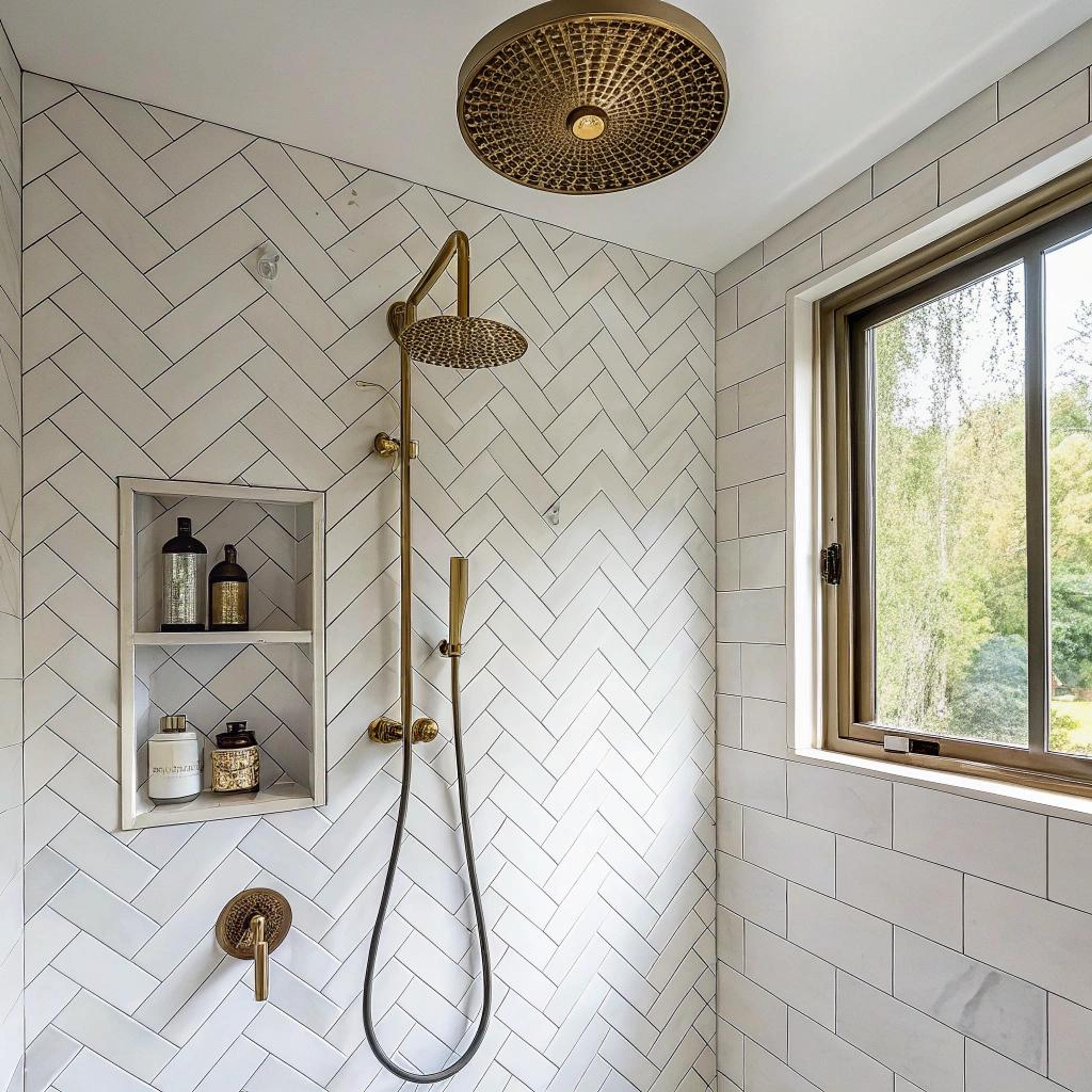 Visgraatpatroon en gouden accenten