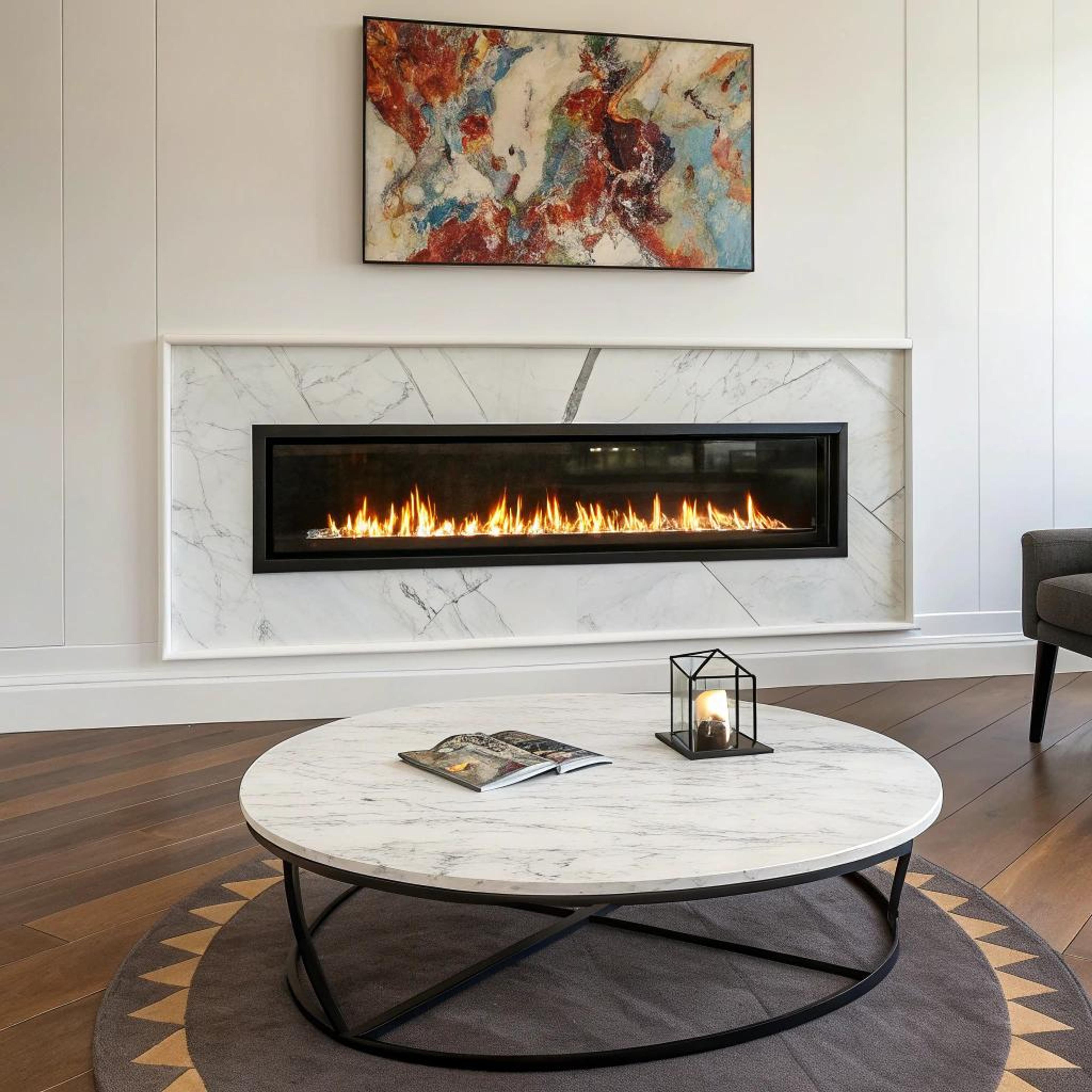 Marmer en kleur bij doorkijkhaard