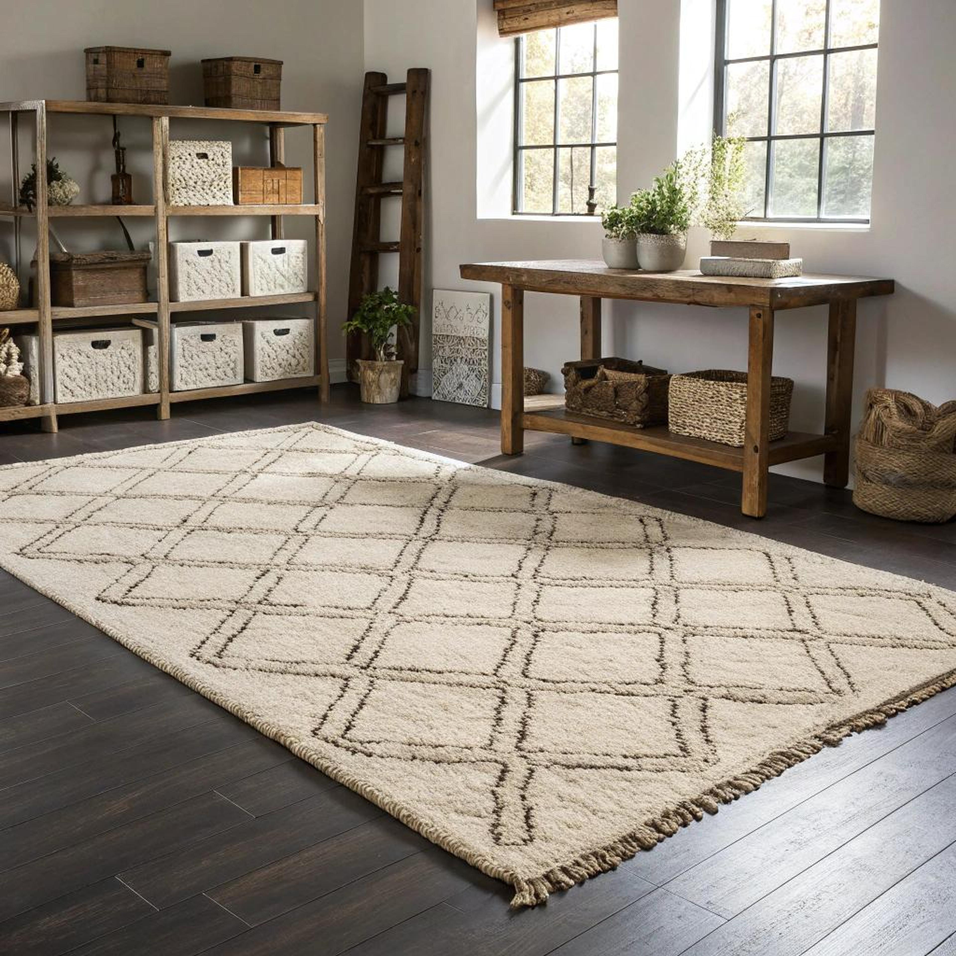 Vloerkleed layering voor rustieke sfeer