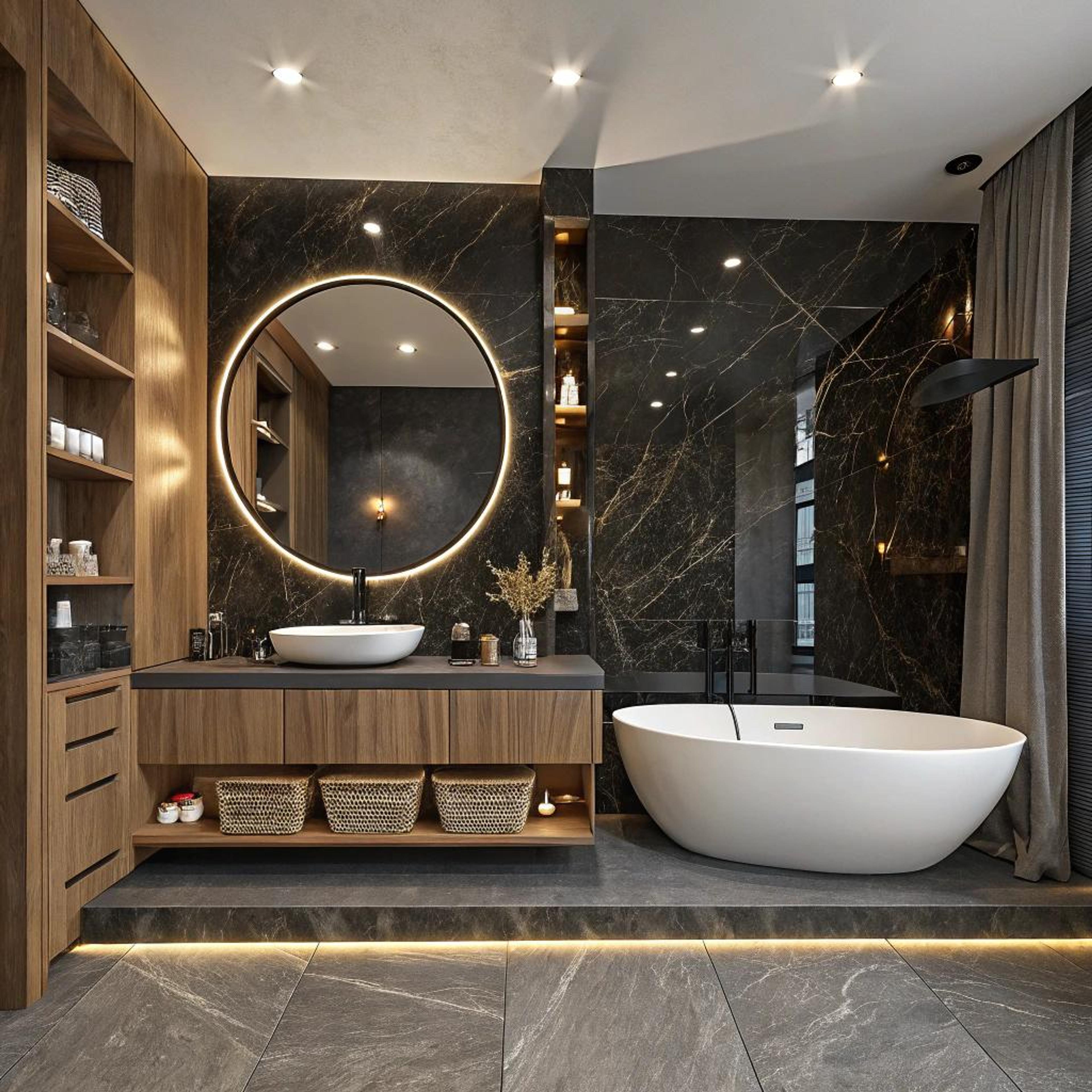 Glanzend marmer rond de nis