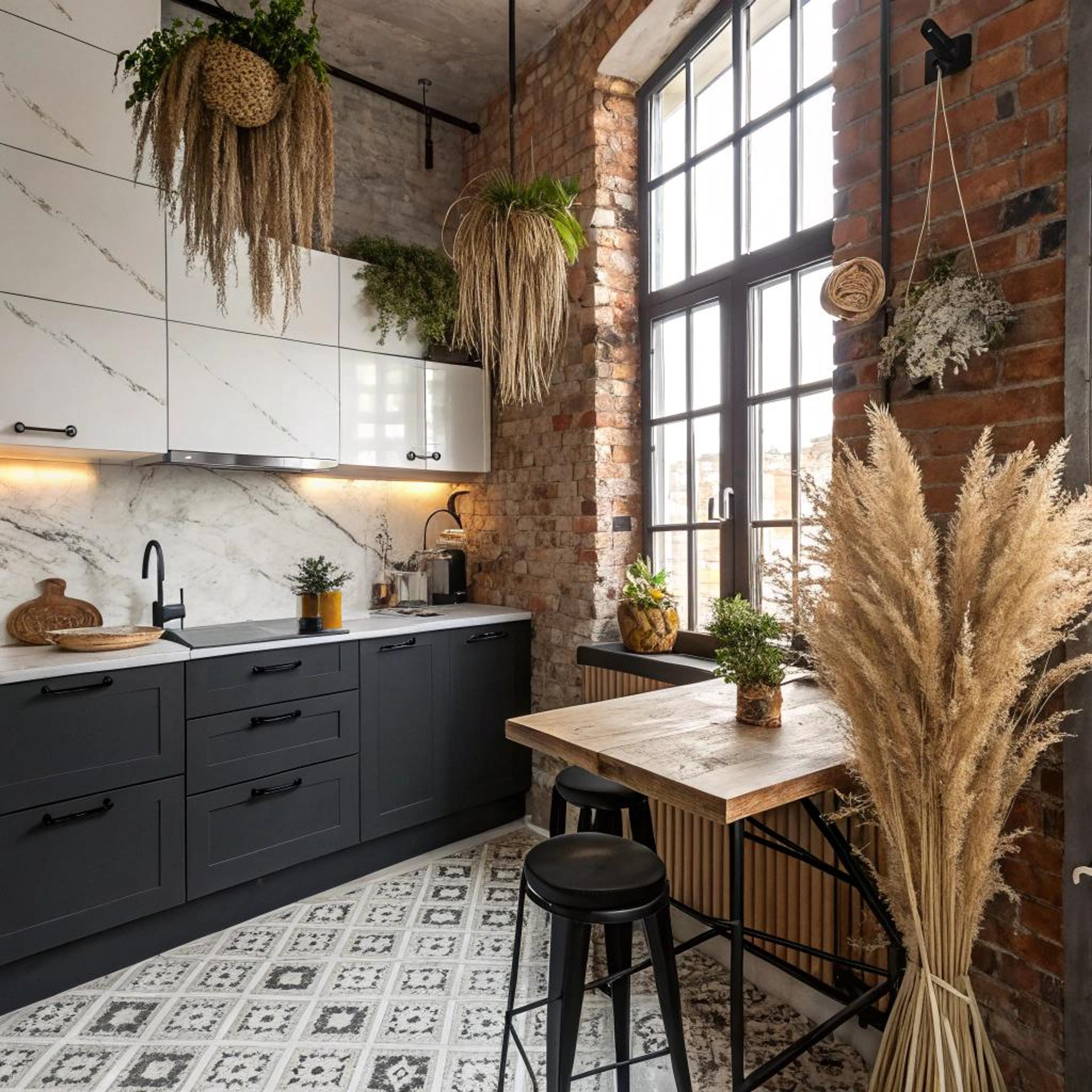 Patroontegels onder subtiele verlichting