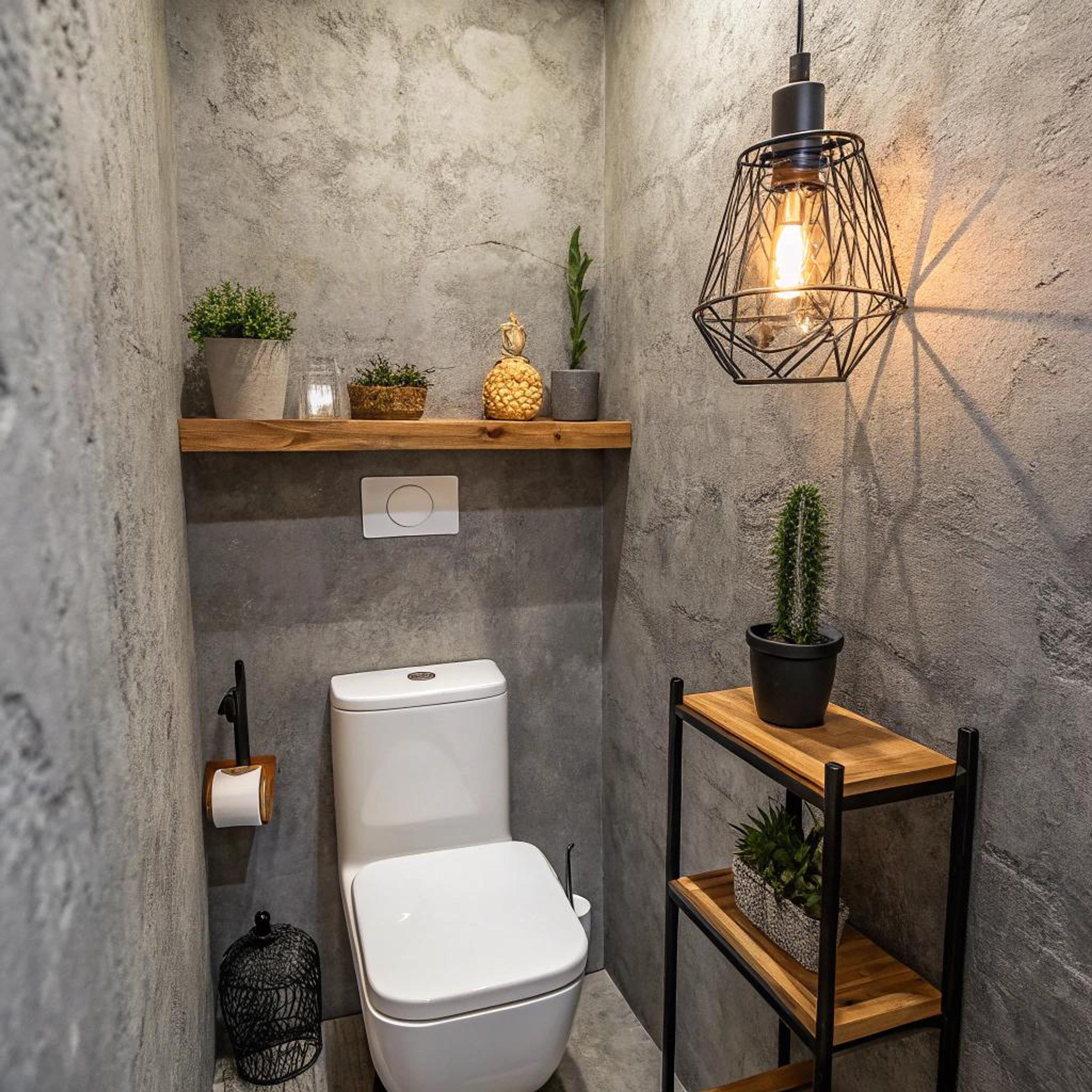 Betonlook met houten plank