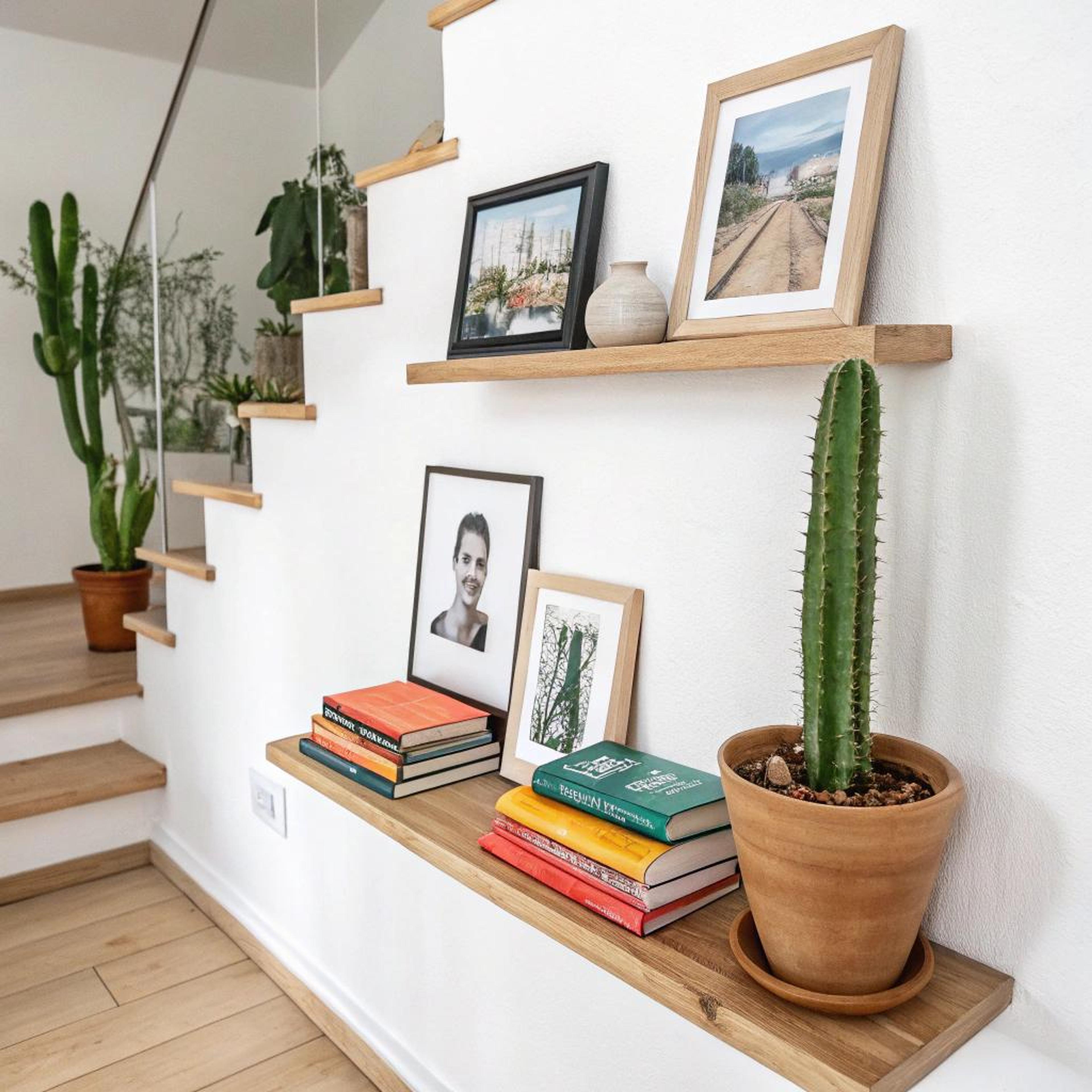 Minimalistische fotowand met plankjes