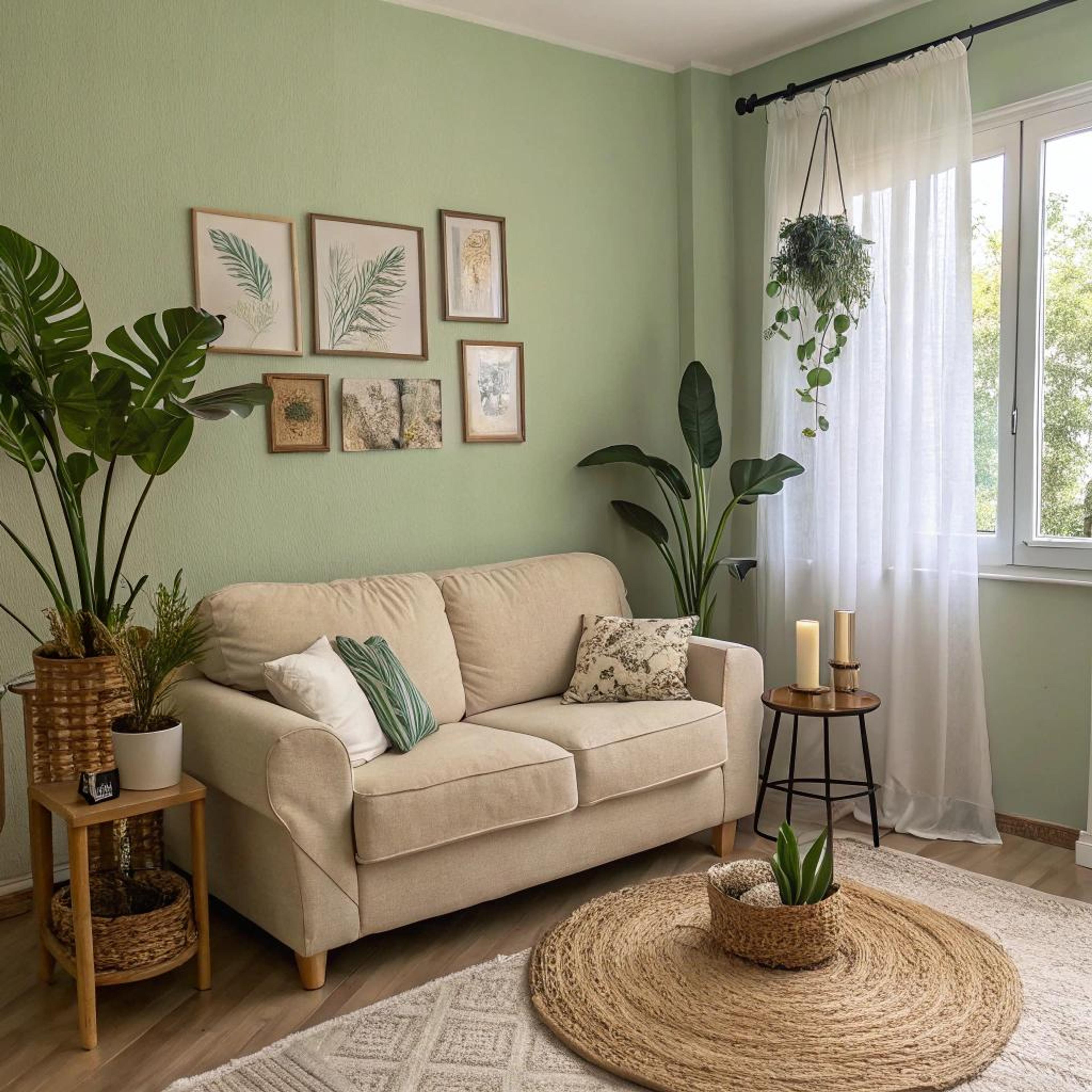 Luchtige zithoek met botanisch tintje