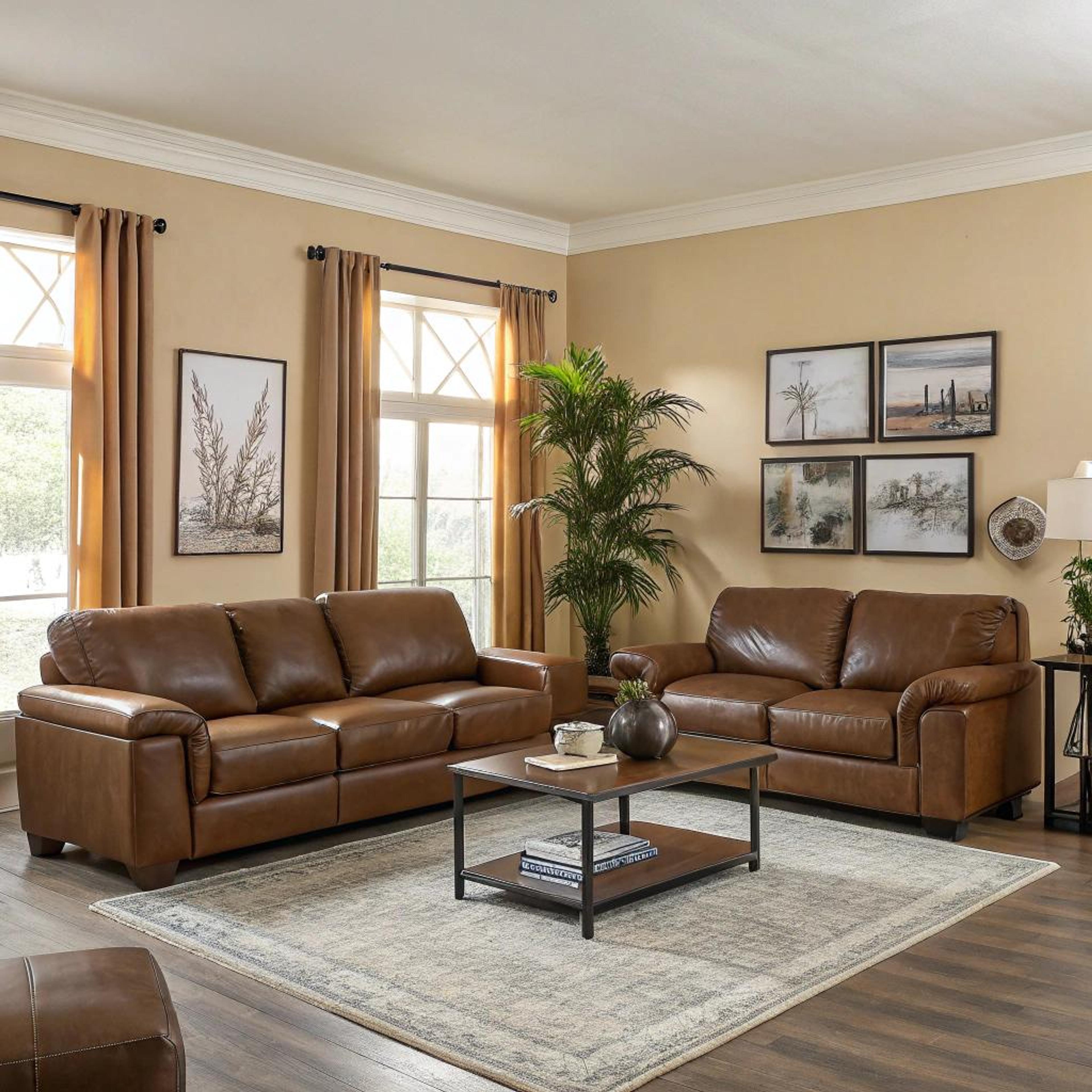 Caramelaccenten op zandkleur