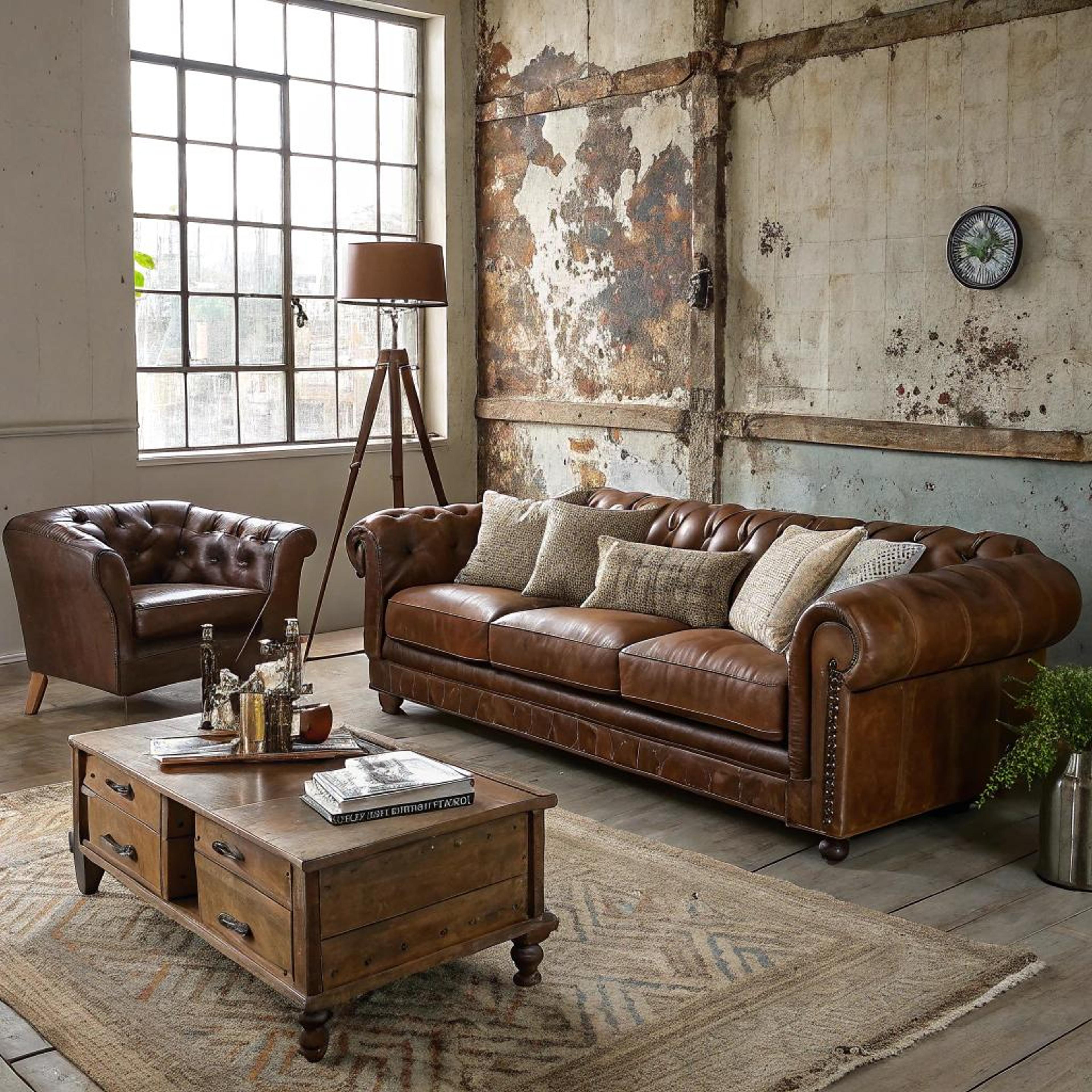 Bruine leren chesterfield als blikvanger