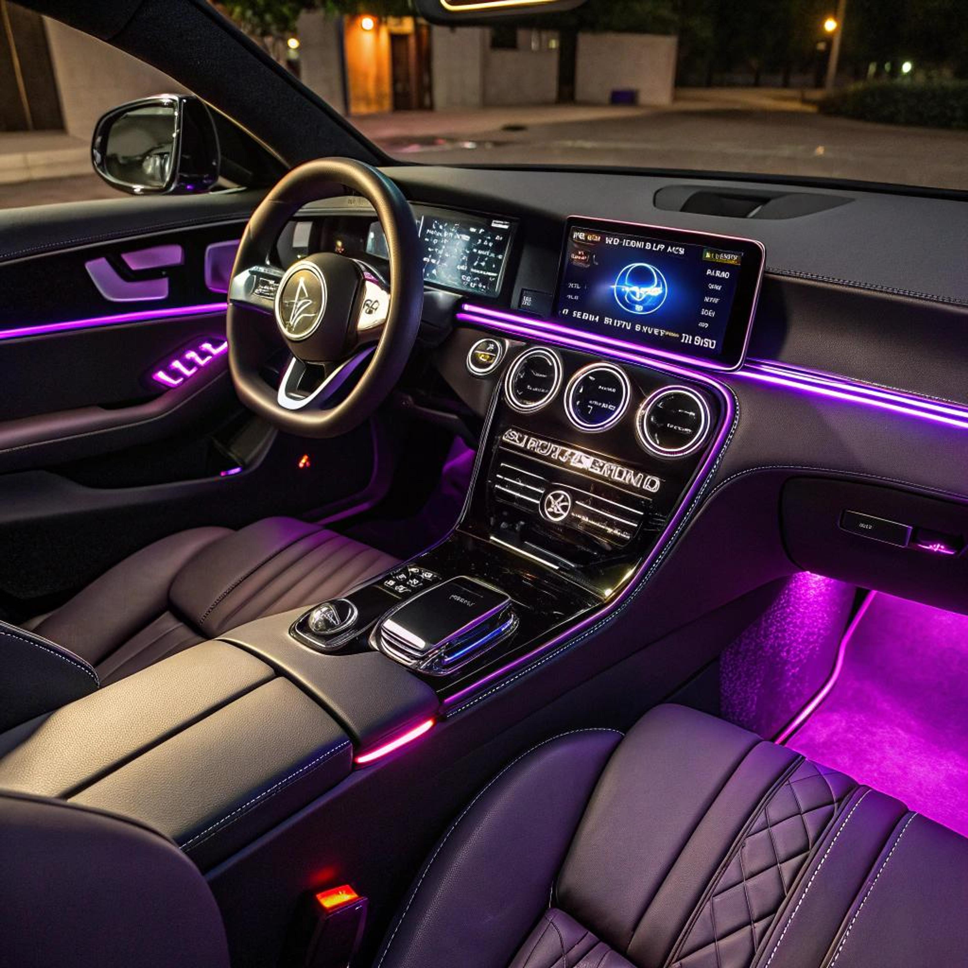 Paars ambient licht in auto