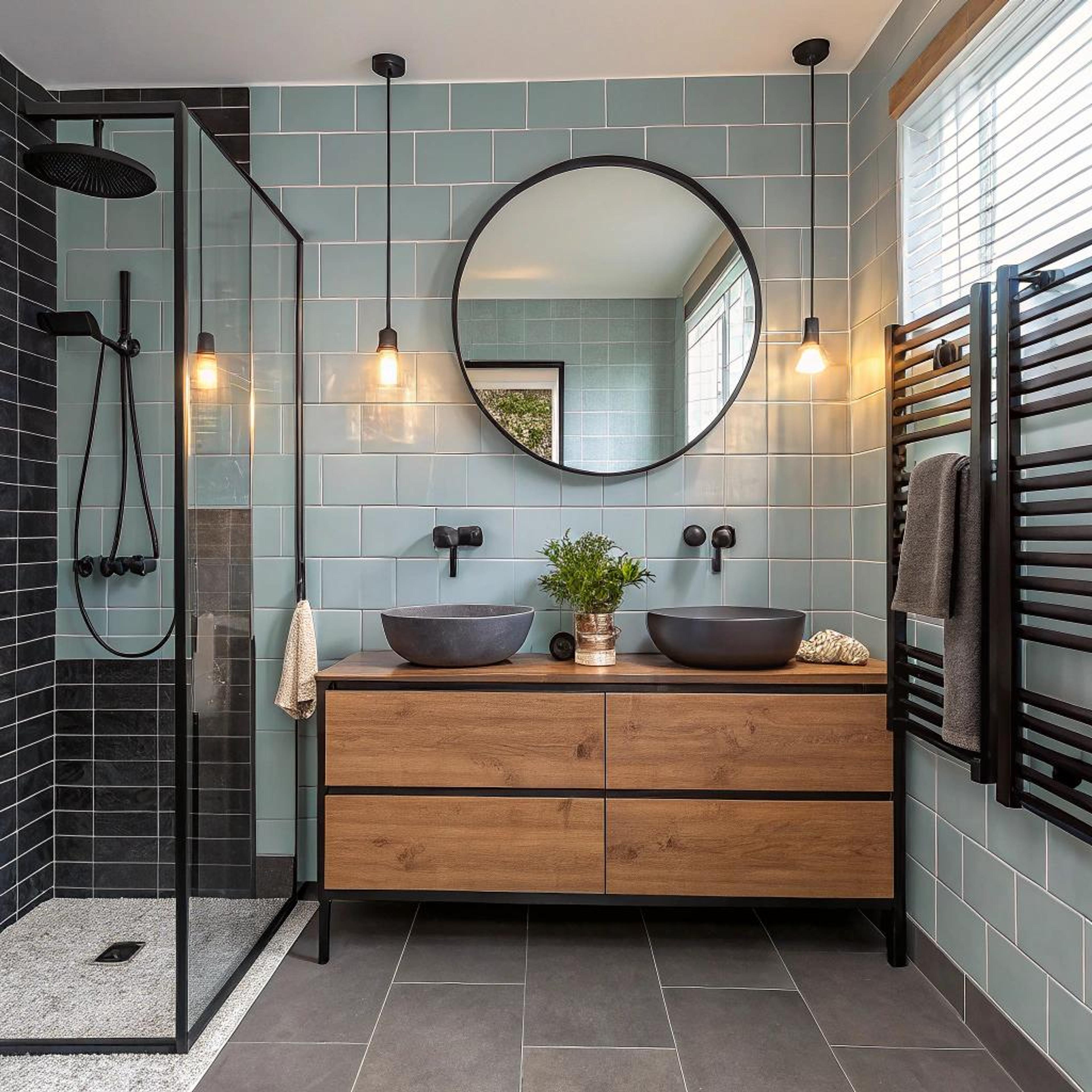 Zachte aqua tegels als basis