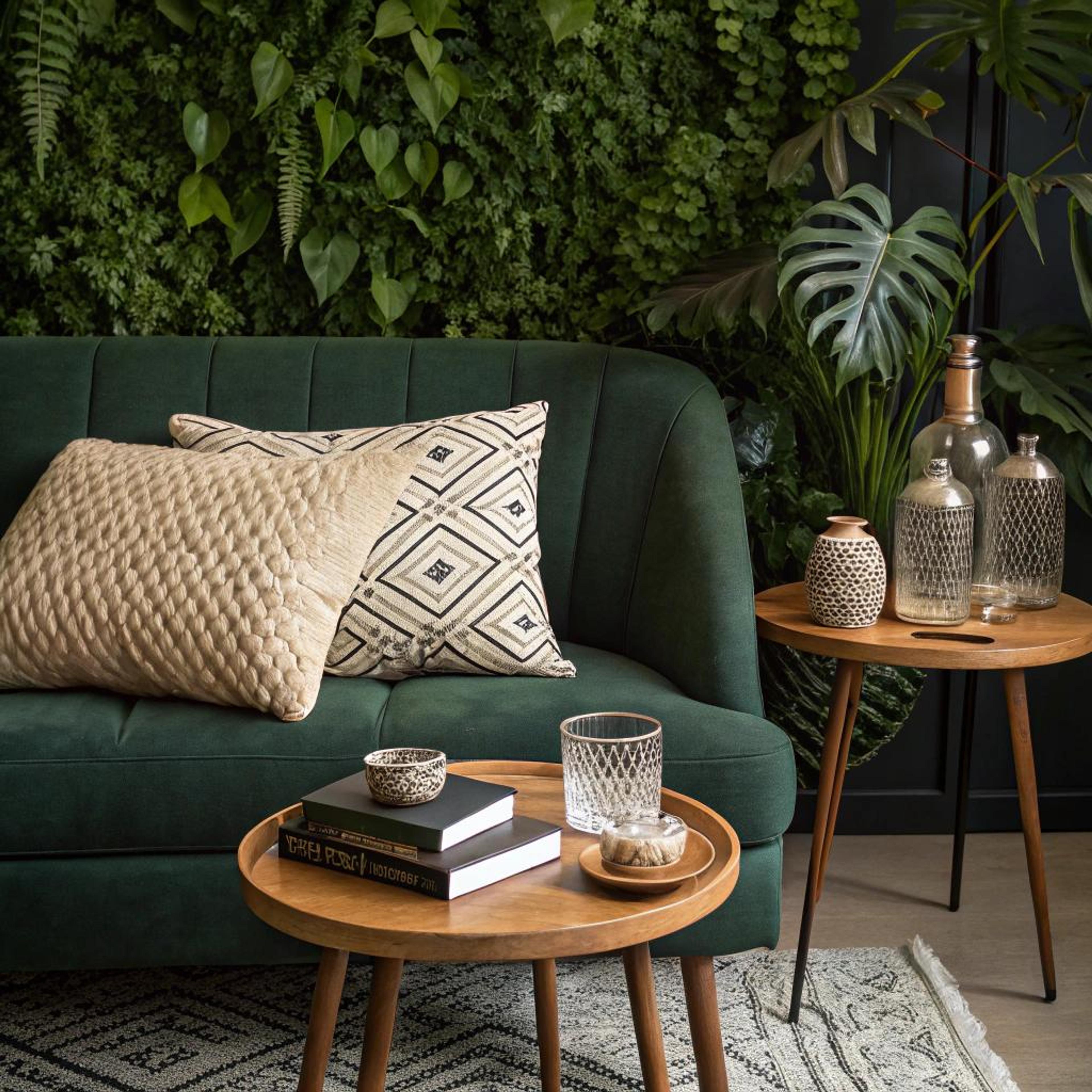 Groene muur met elegante harmonie