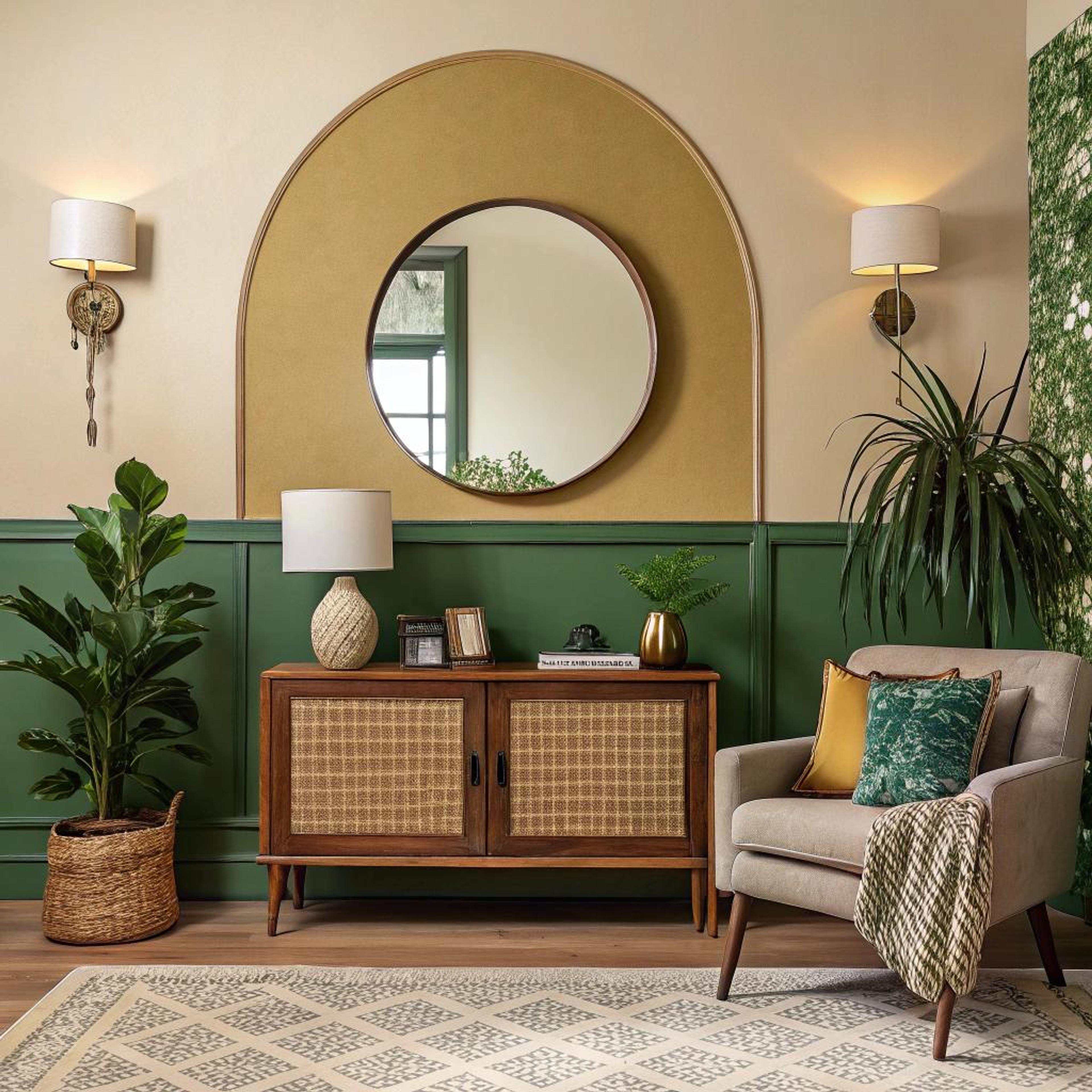 Groene lambrisering met gentle stone