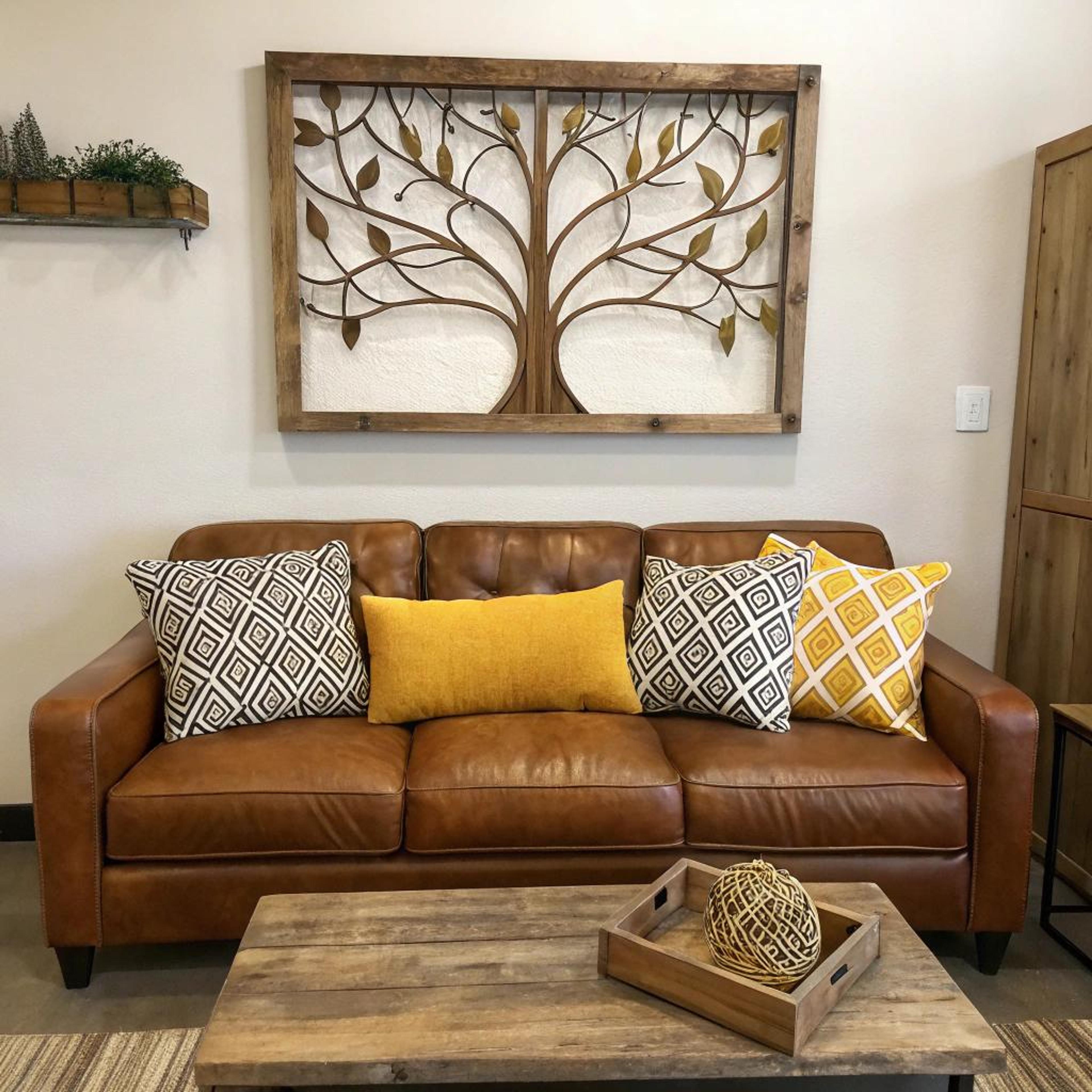 Metalen boom met gouden bladeren