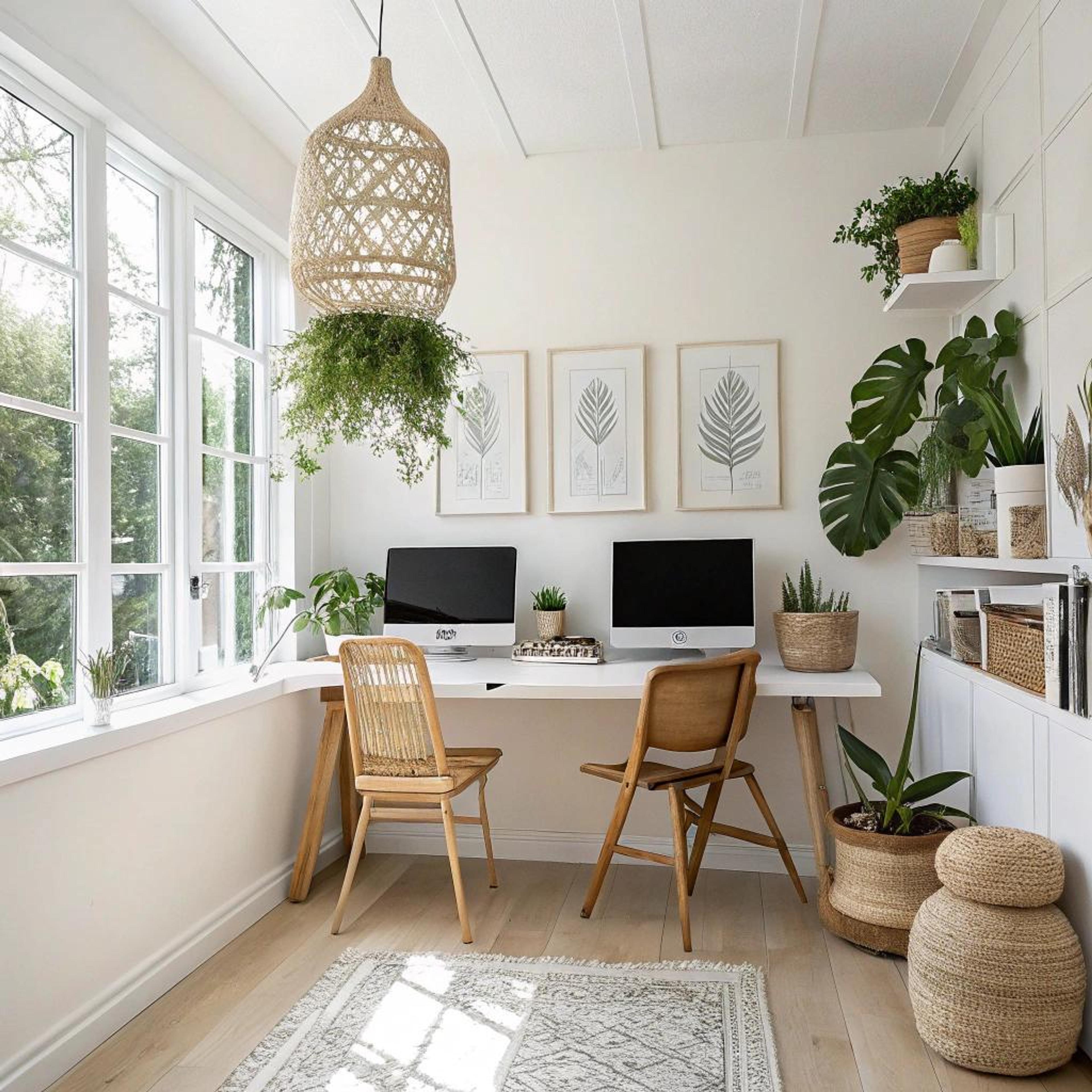 Hanglamp met groene accenten