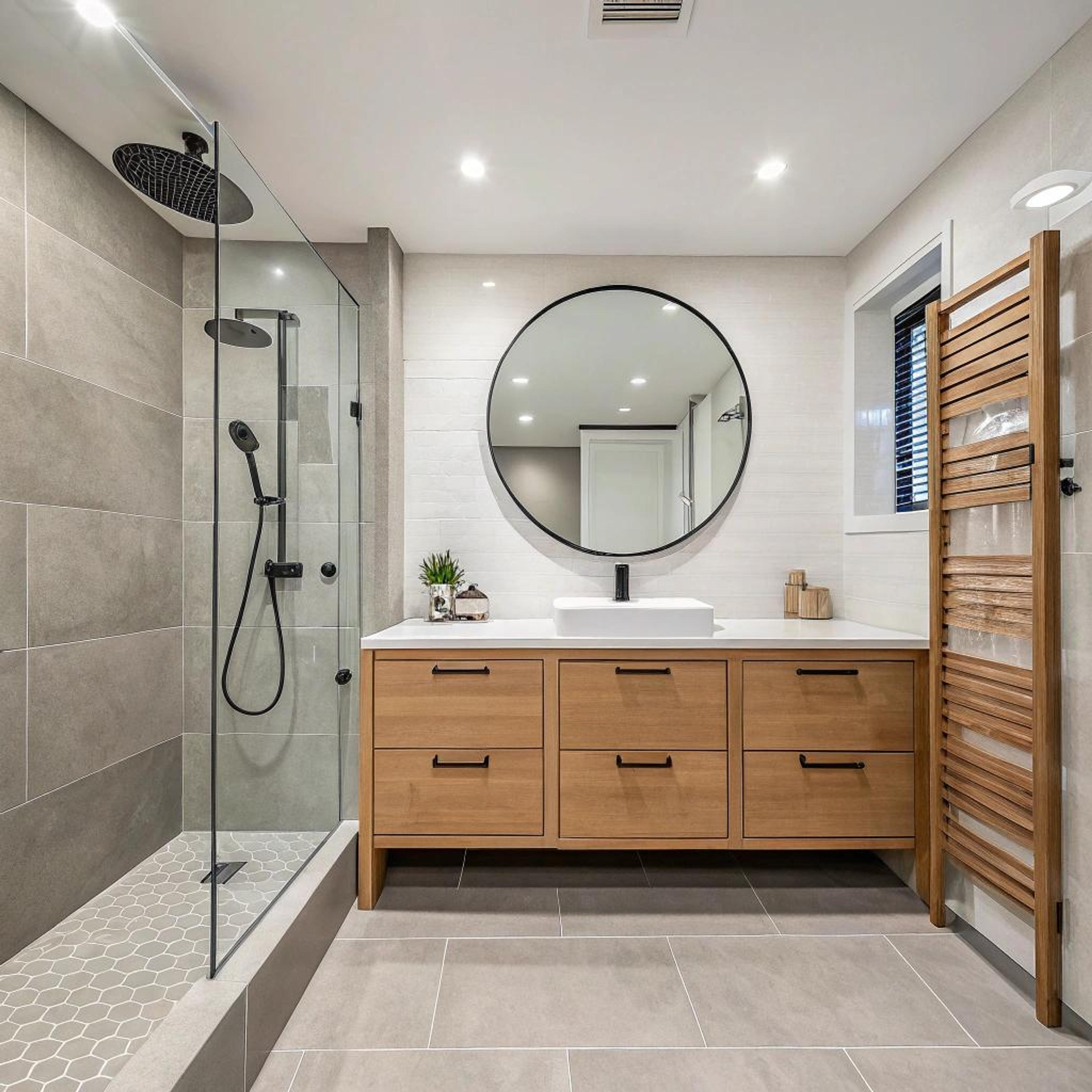 Glazen douche met zwart accent