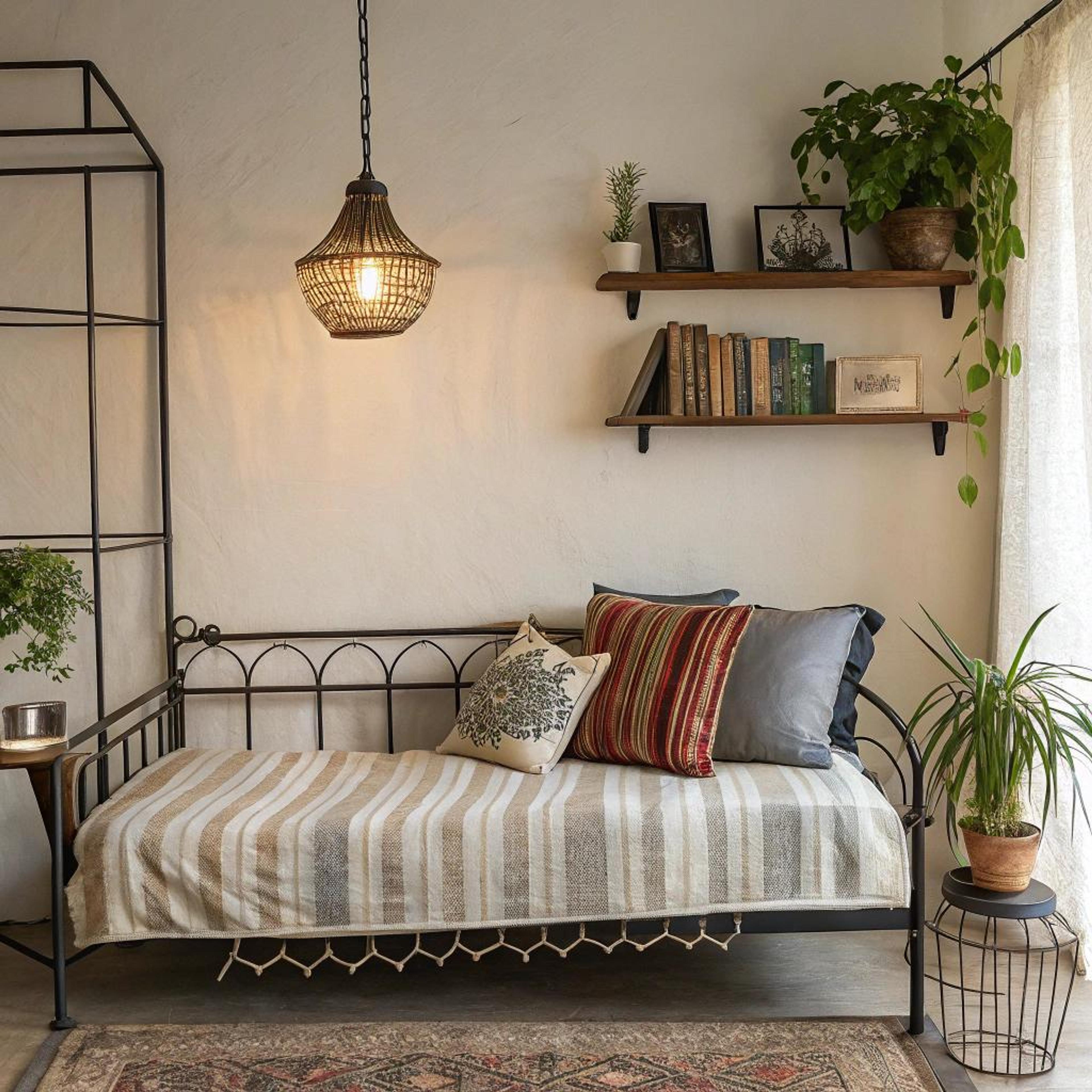 Speels dagbed met planten