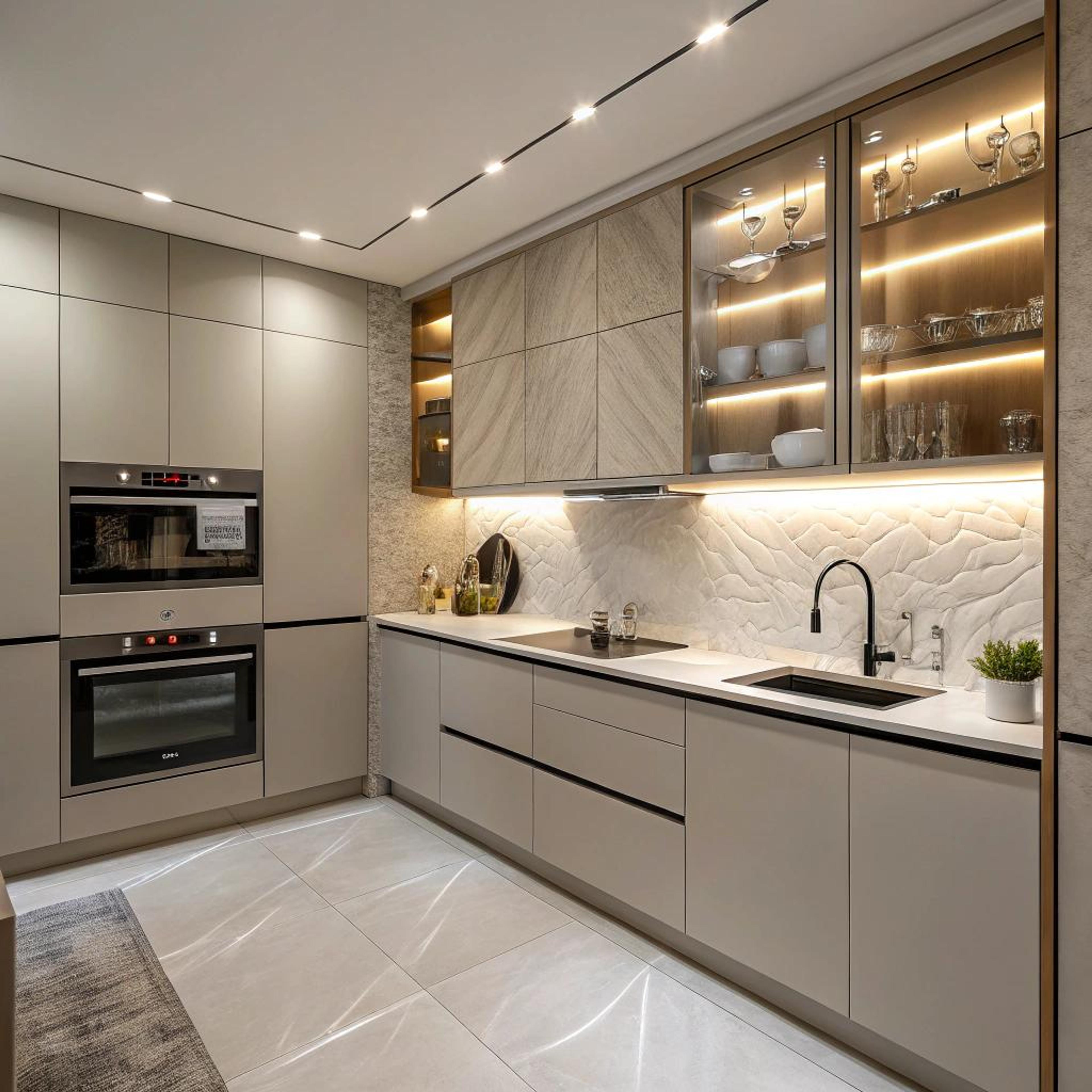 Texturen versterken taupe keuken