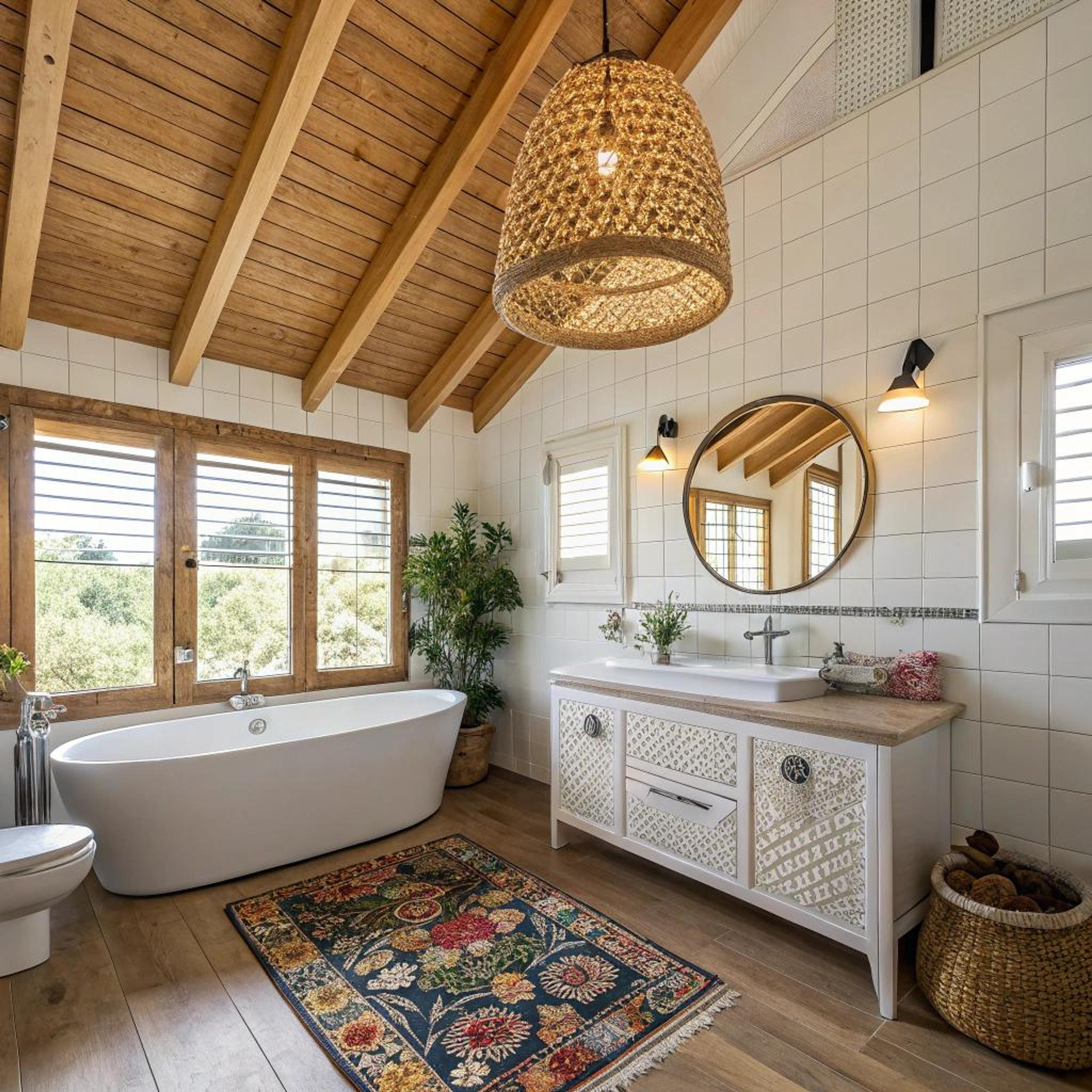 Kleurrijk vloerkleed voor contrast