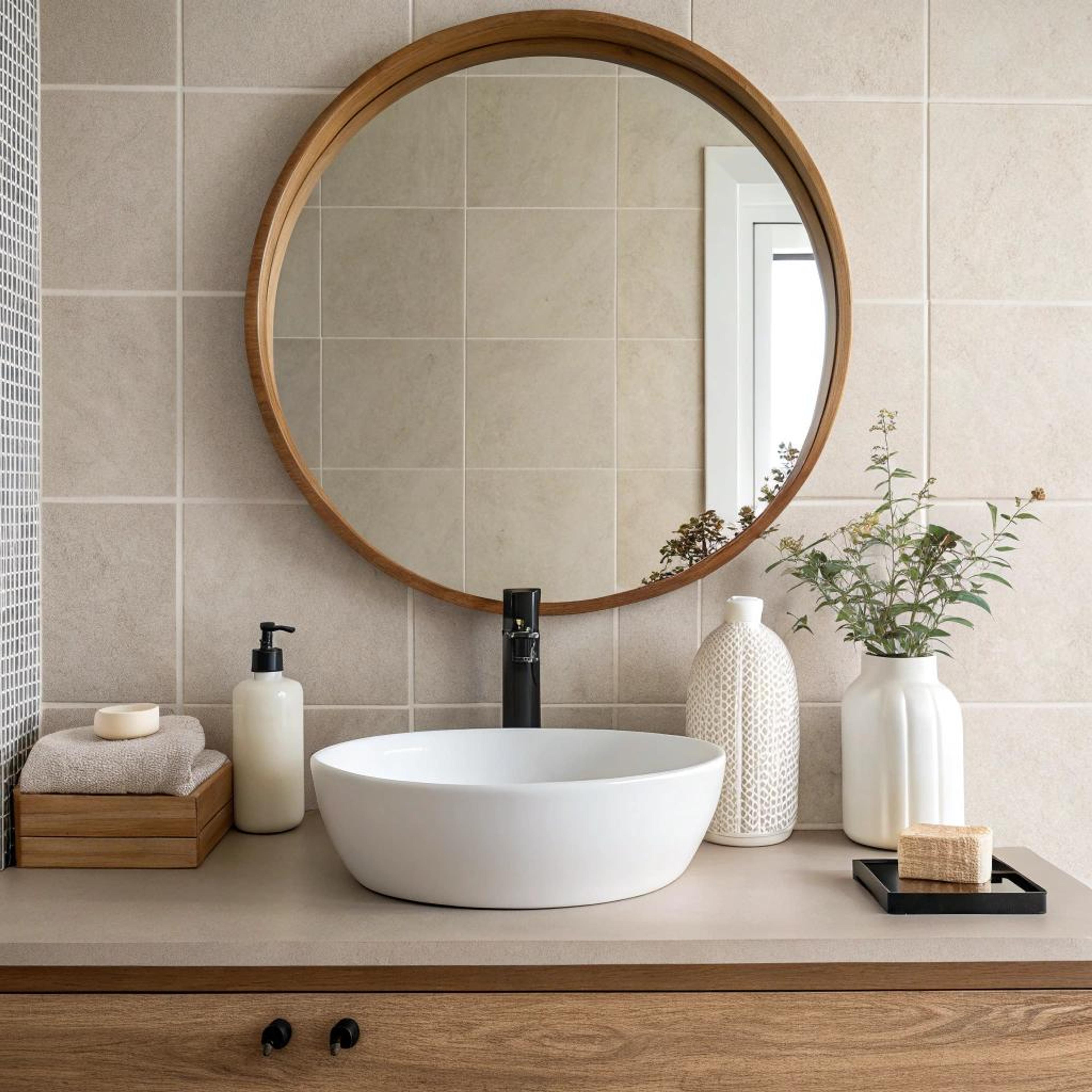 Ronde spiegel bij natuurdetails