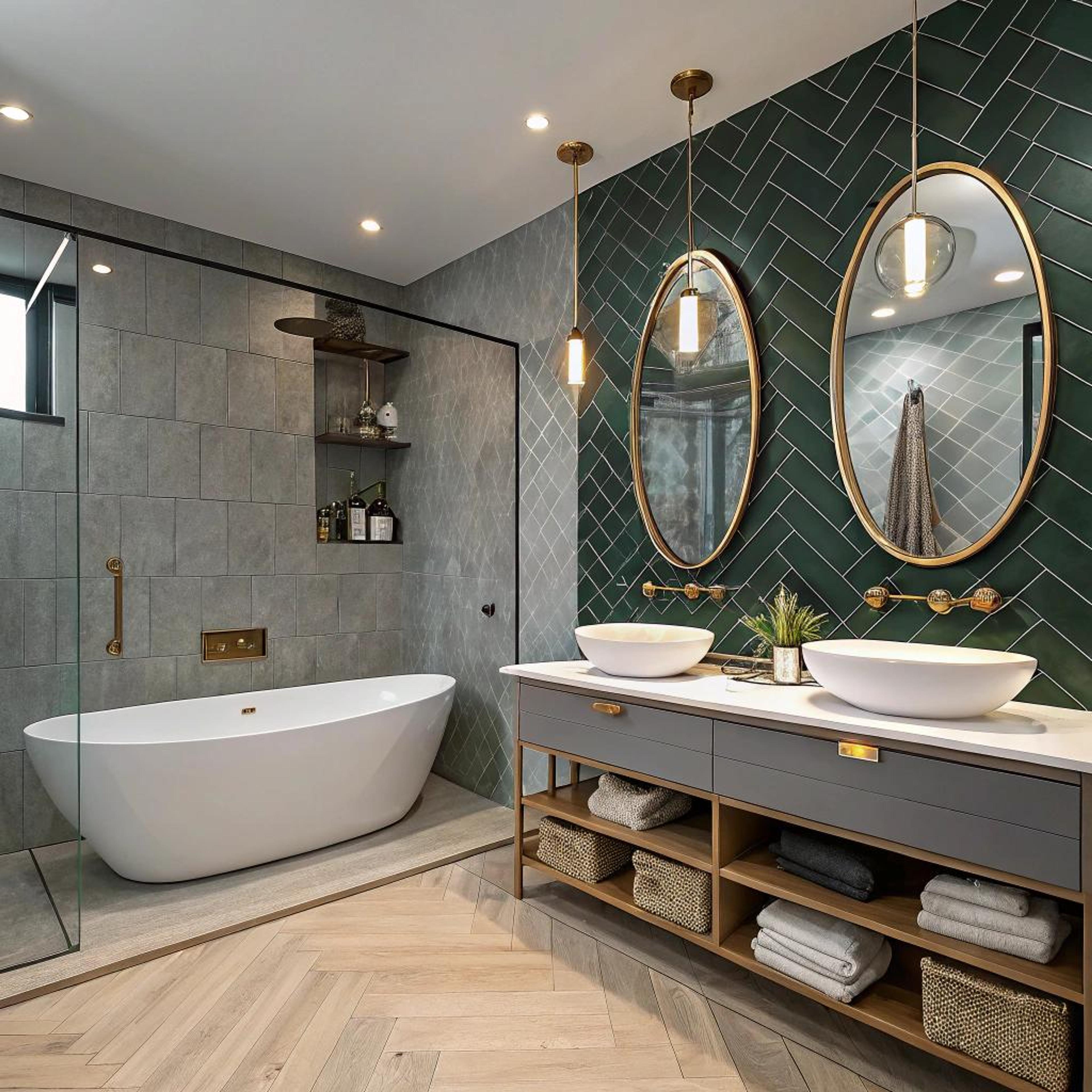 Groene visgraat met luxe elementen