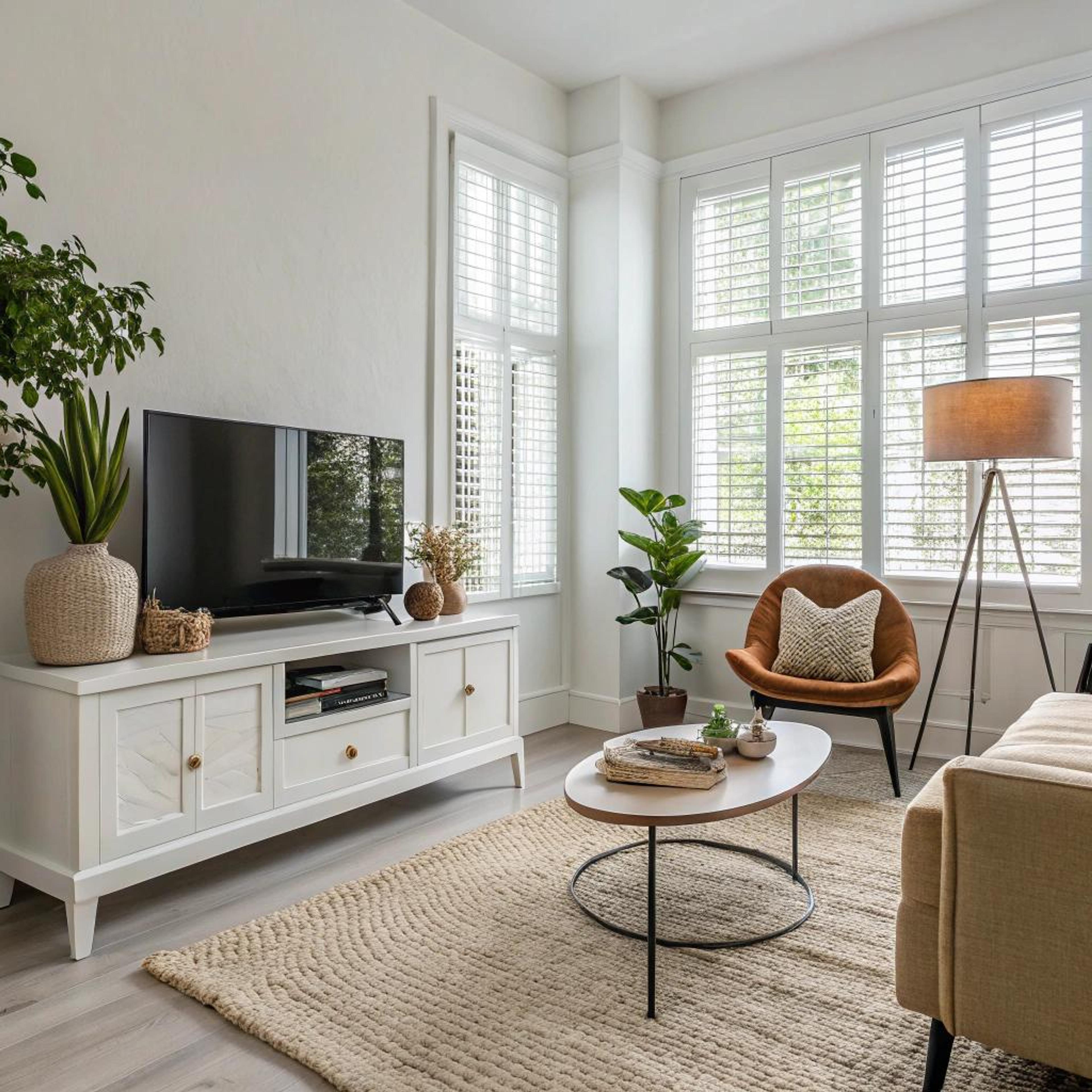 Driepootlamp naast caramelstoel