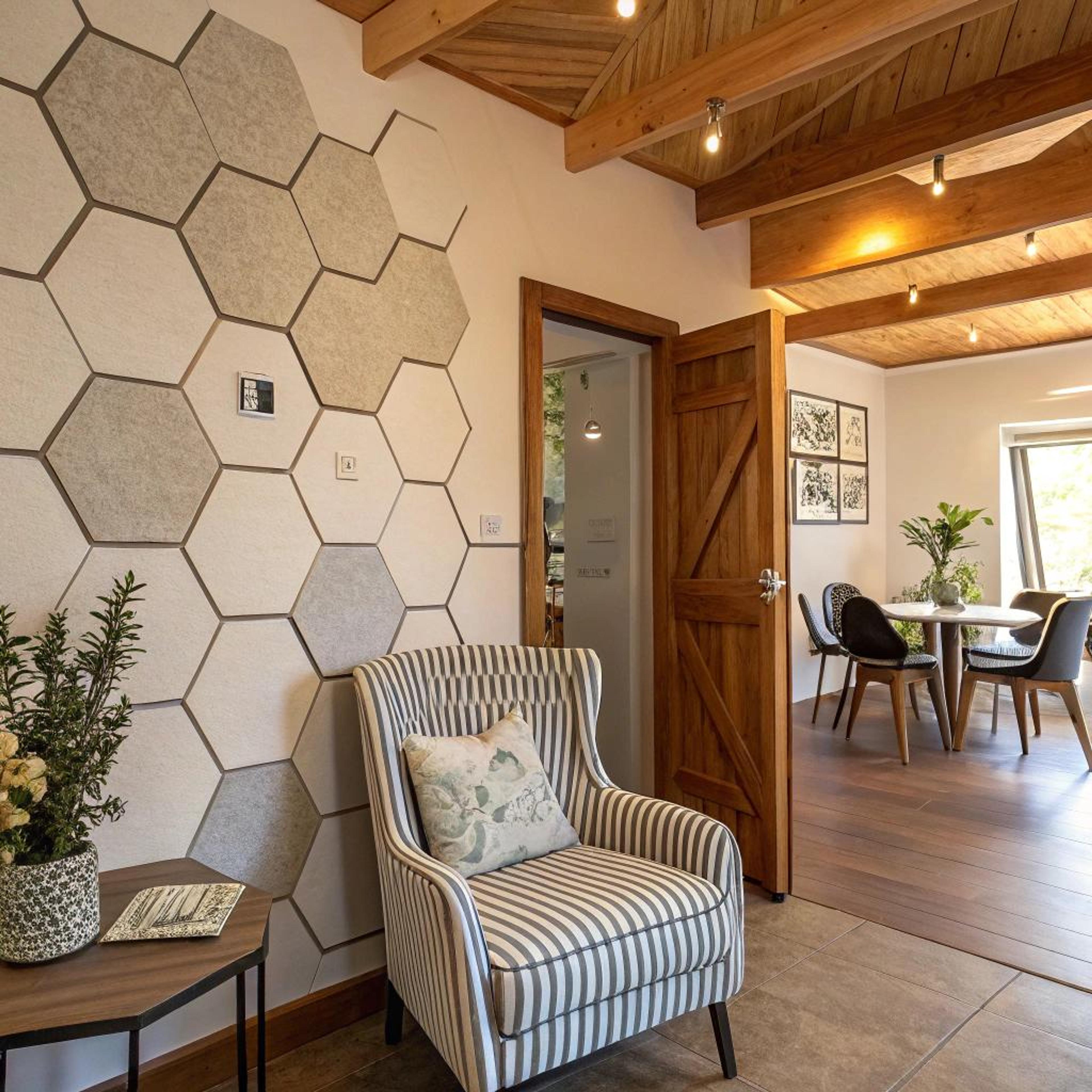 Hexagon muur in het licht