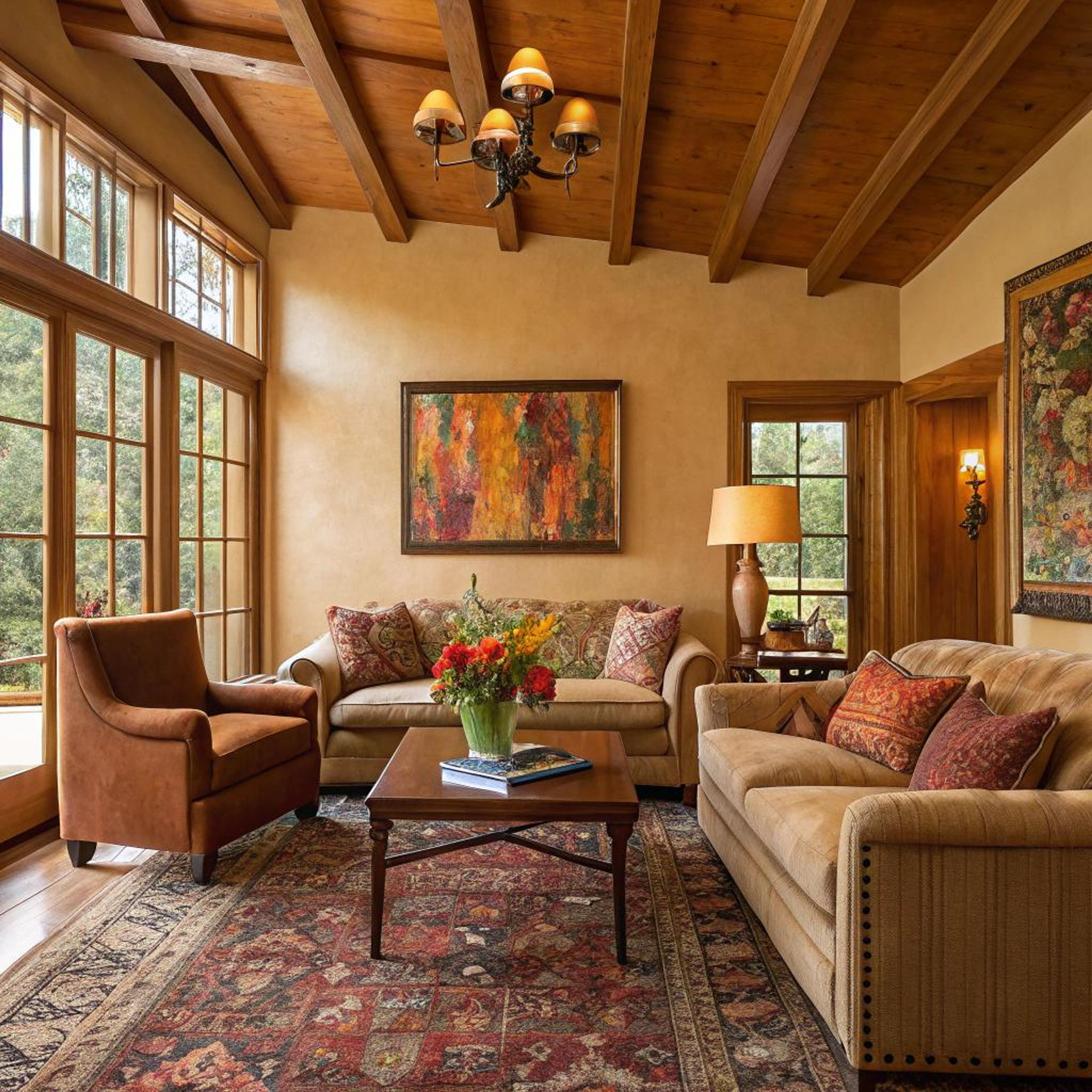 Vloerkleed layering met warme tinten