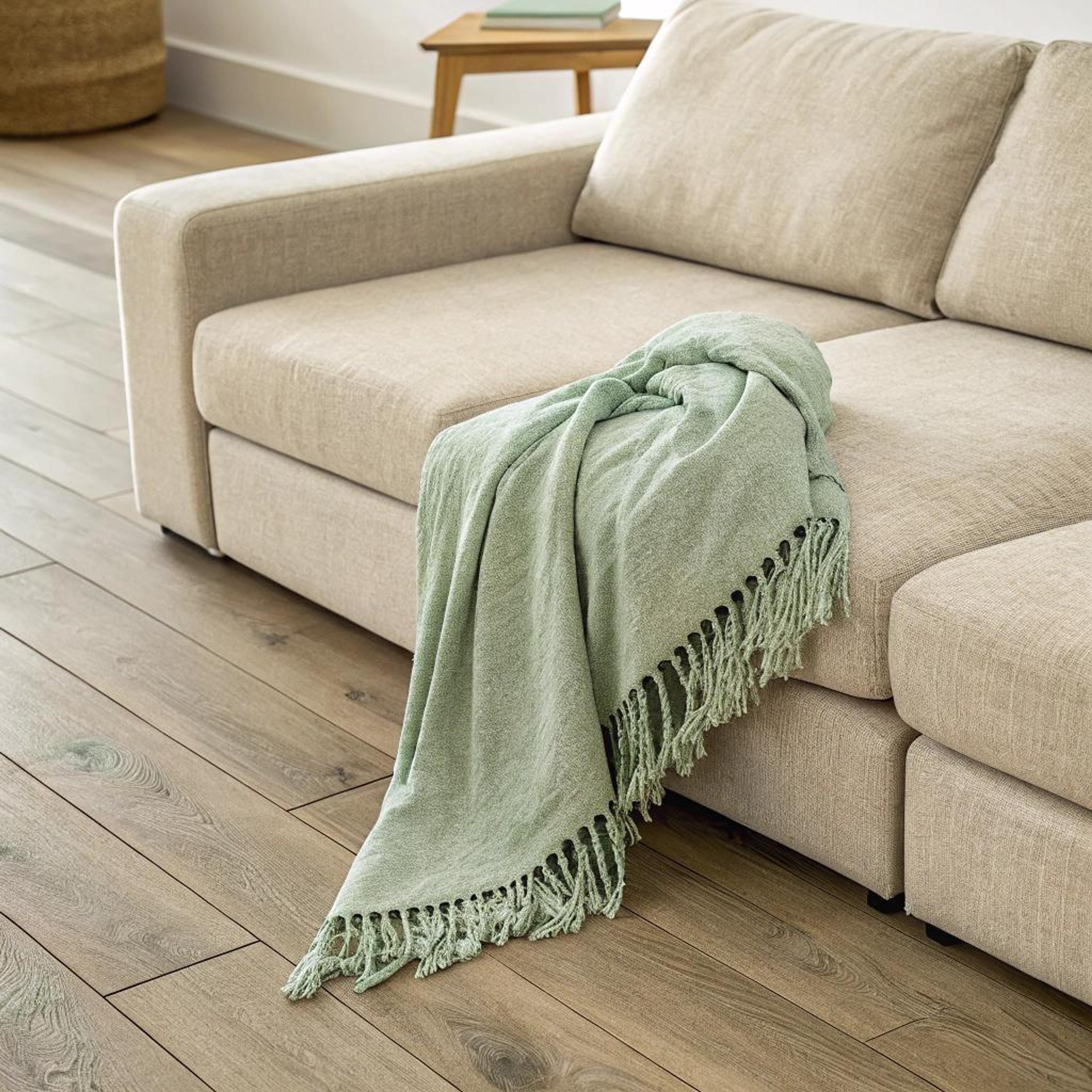 Vloerkleed layering met zachte tinten