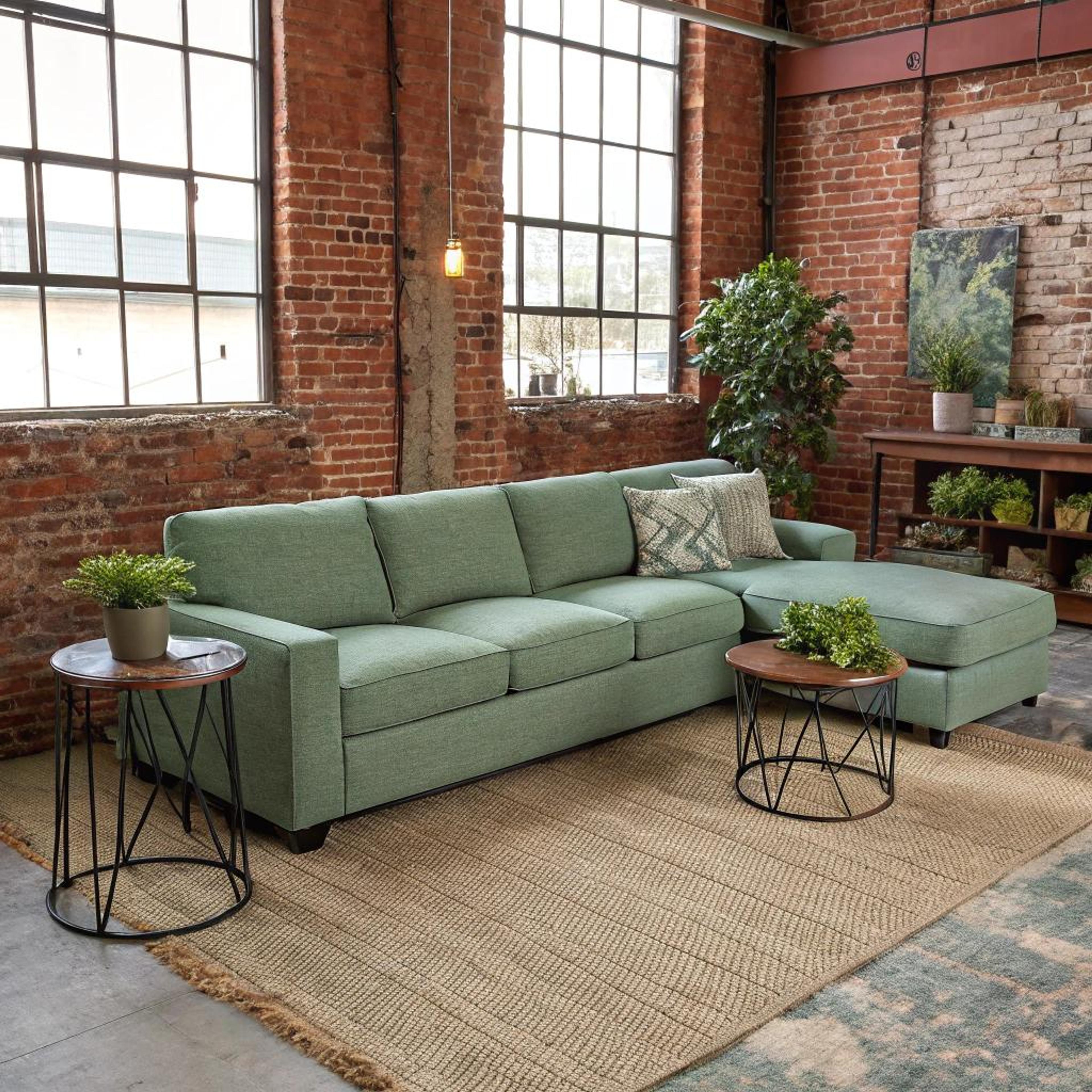 Industriële loft met mintgroen