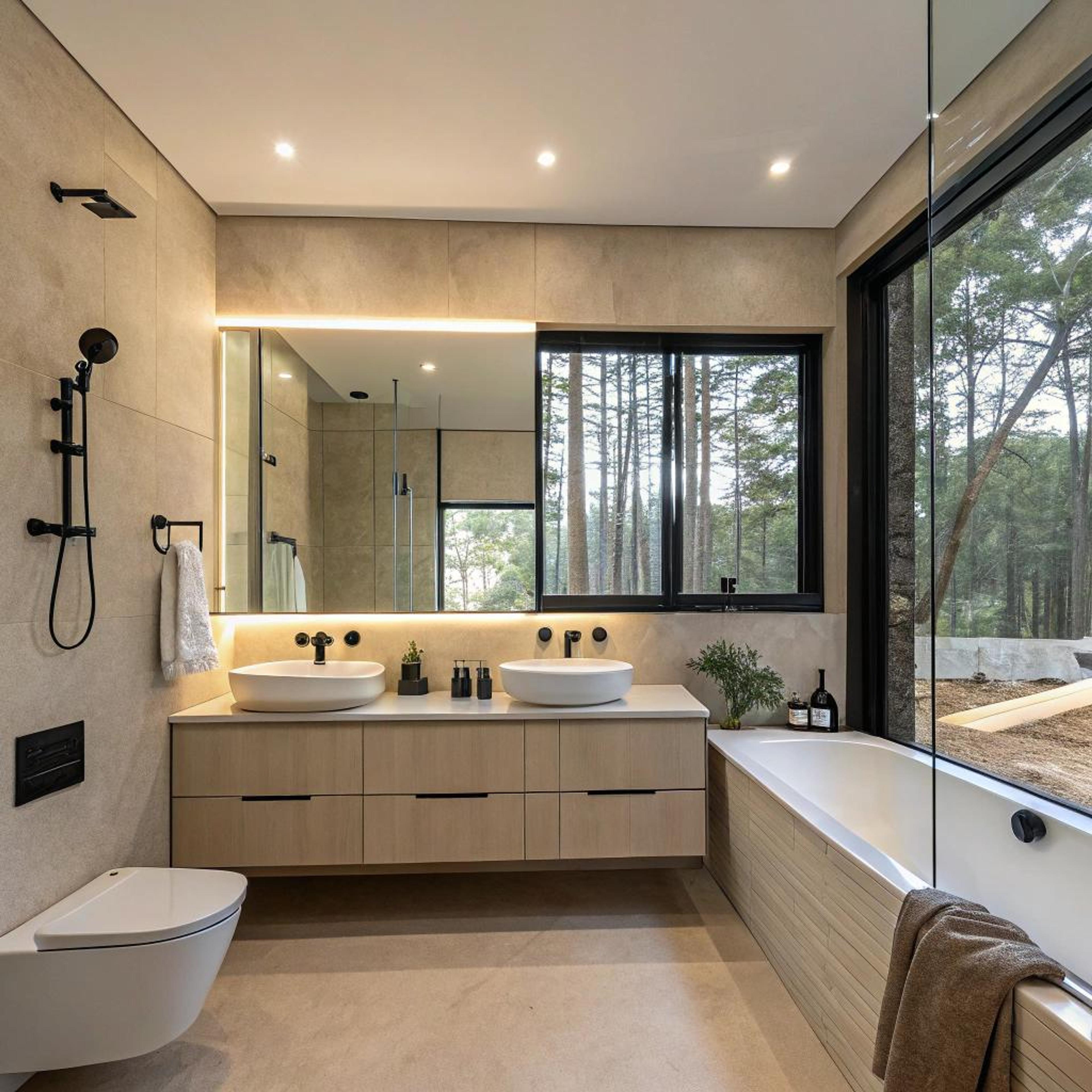 Zachte betonlook met hout