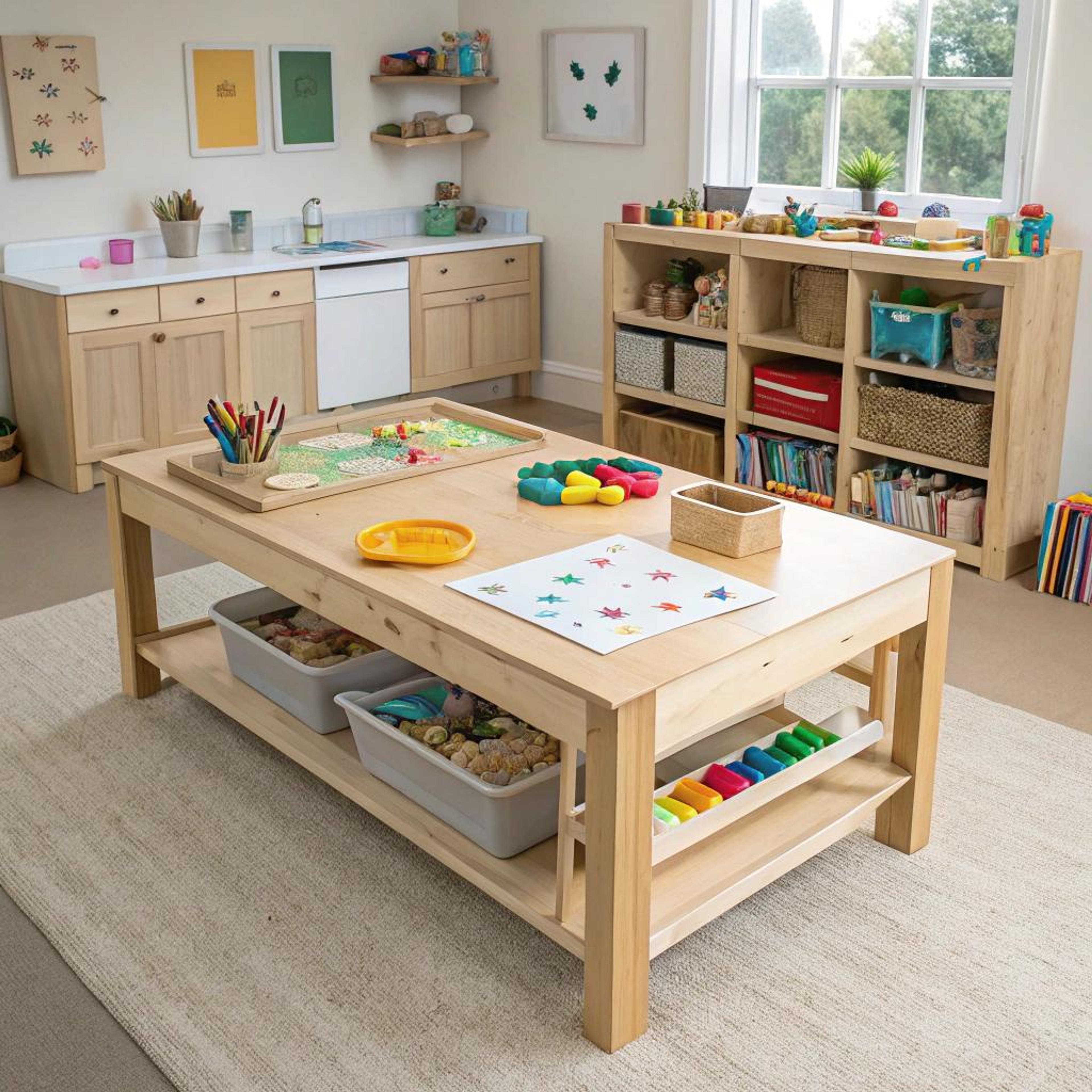Grote tafel als knutselplek