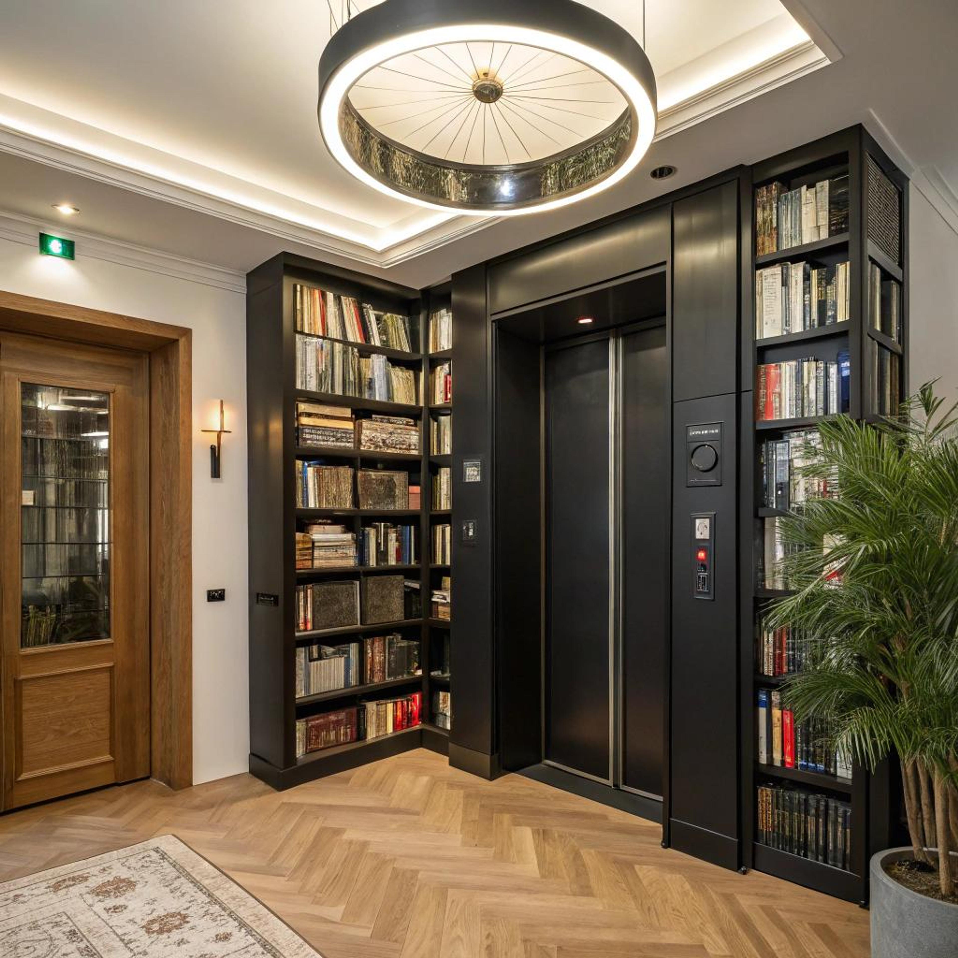 Zwarte kasten rond lift