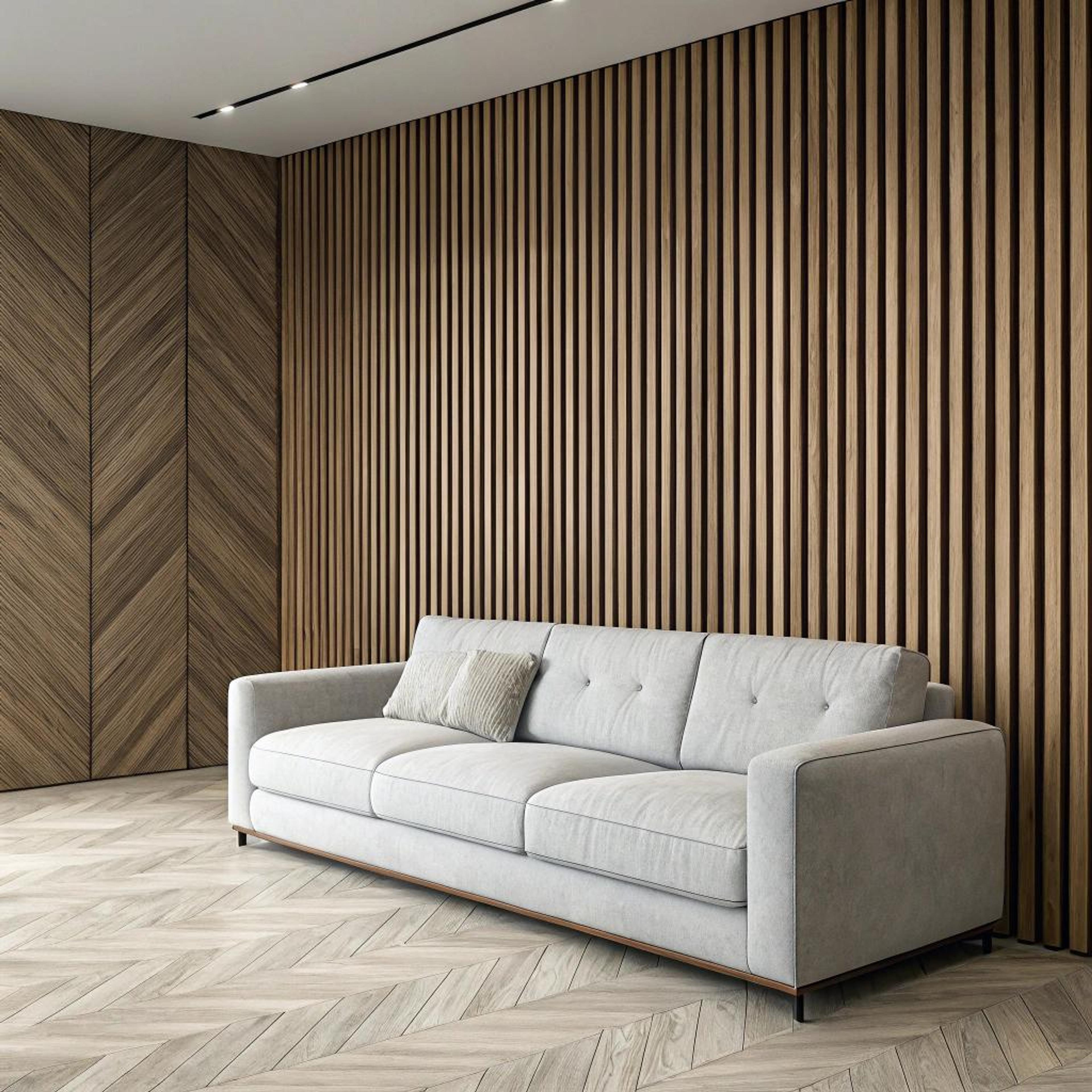 Warme lambrisering bij visgraatvloer