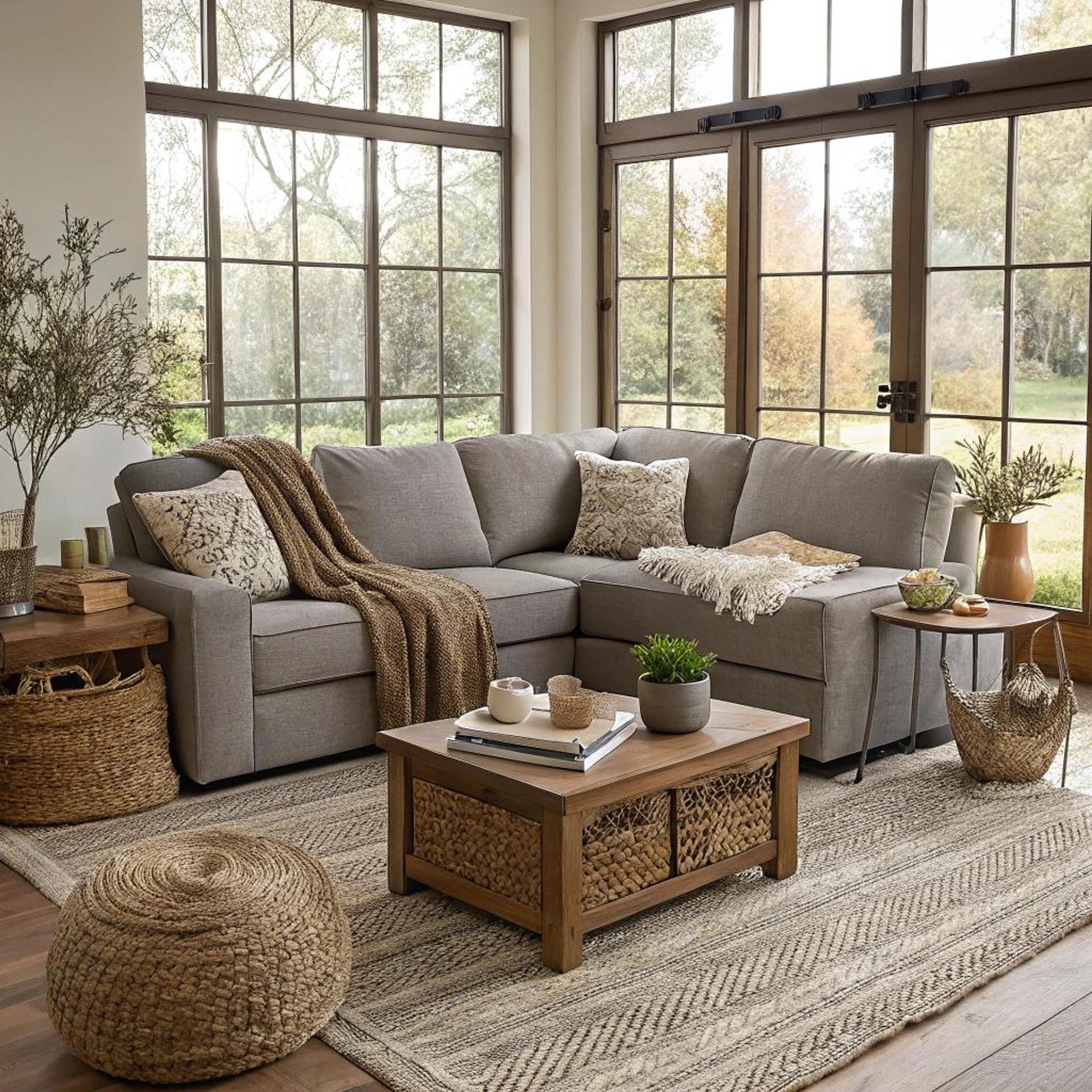 Grijze hoekbank met textuur